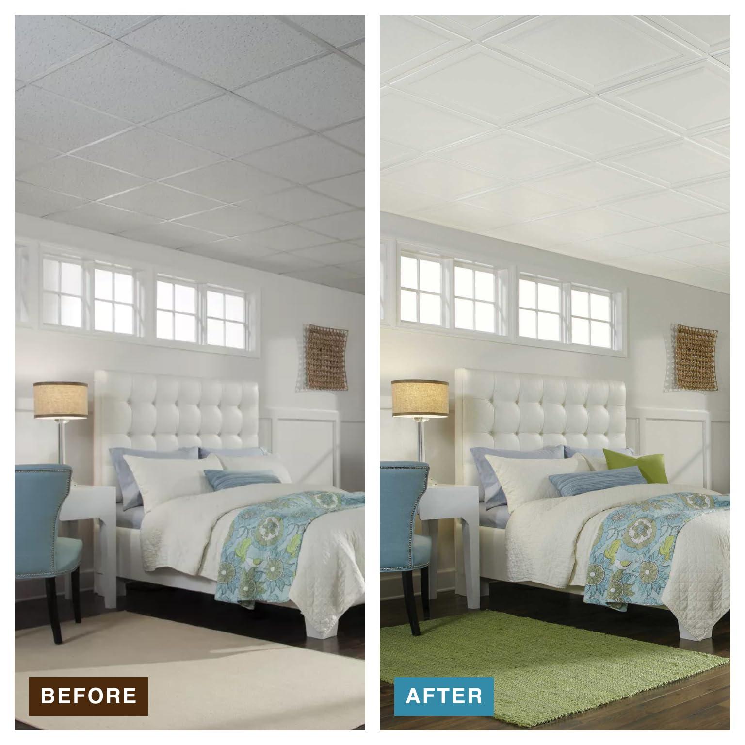 Armstrong Armstrong Ceiling Tiles; 2x2 Ceiling Tiles - 6 pc White; Acoustic Ceilings for Suspended Ceiling Grid; LEDGES 1205