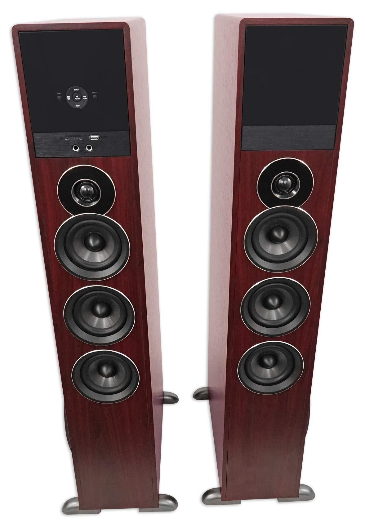 Rockville Rockville TM150C Cherry Powered Home Theater Tower Speakers 10\" Sub/Bluetooth/USB