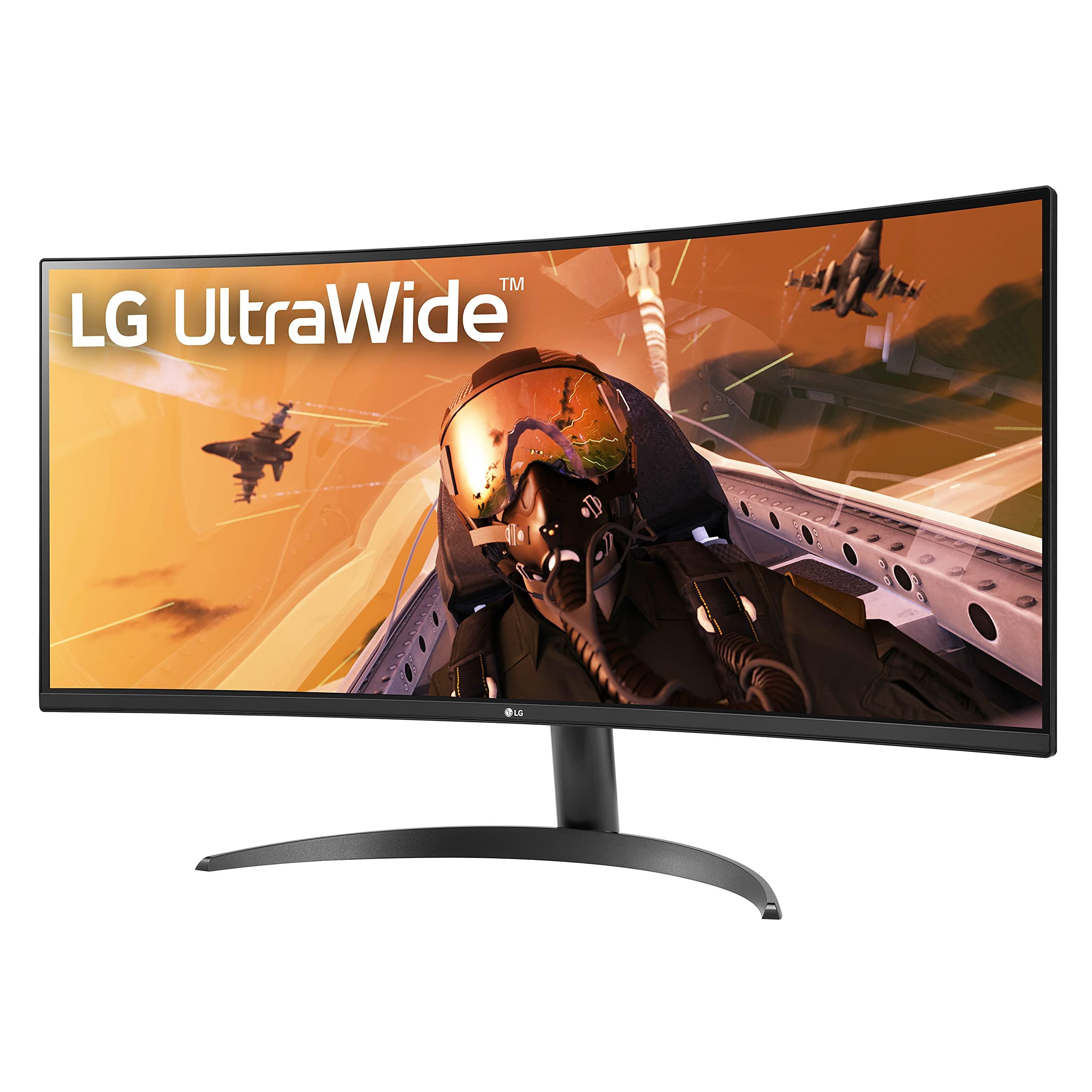 LG LG 34WP60C-B 34-Inch 21:9 Curved UltraWide QHD (3440x1440) Gaming Computer Monitor with 160Hz sRGB 99% Color Gamut and HDR 10, AMD FreeSync Premium and 3-Side Virtually Borderless Screen Tilt,Black