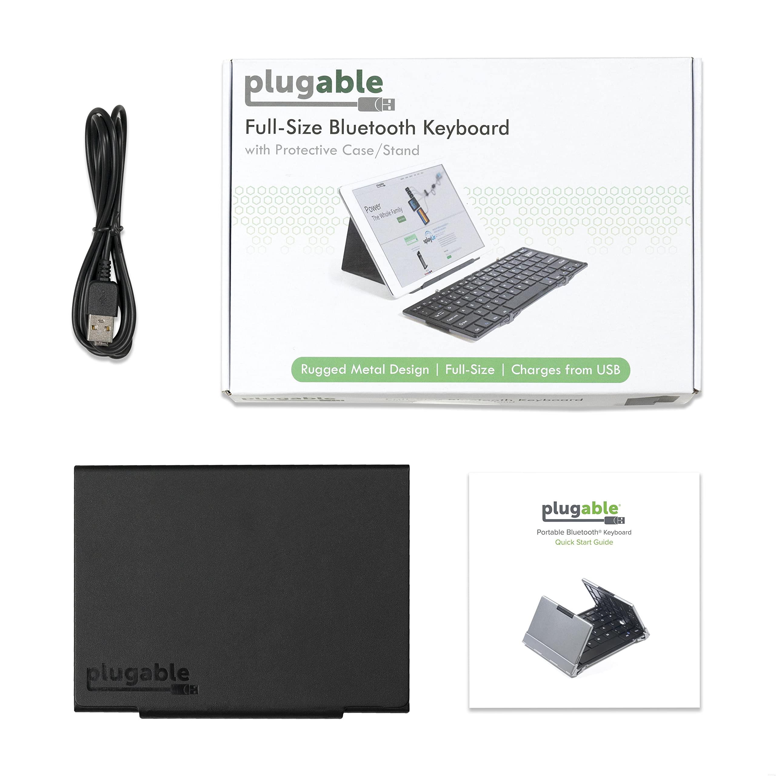 Plugable Plugable Foldable Bluetooth Keyboard for iPad, iPhones, Android, and Windows, Full-Size Multi-Device Keyboard, Wireless and Portable with Included Stand (11.5 inches) Upgraded Version of BT-KEY3