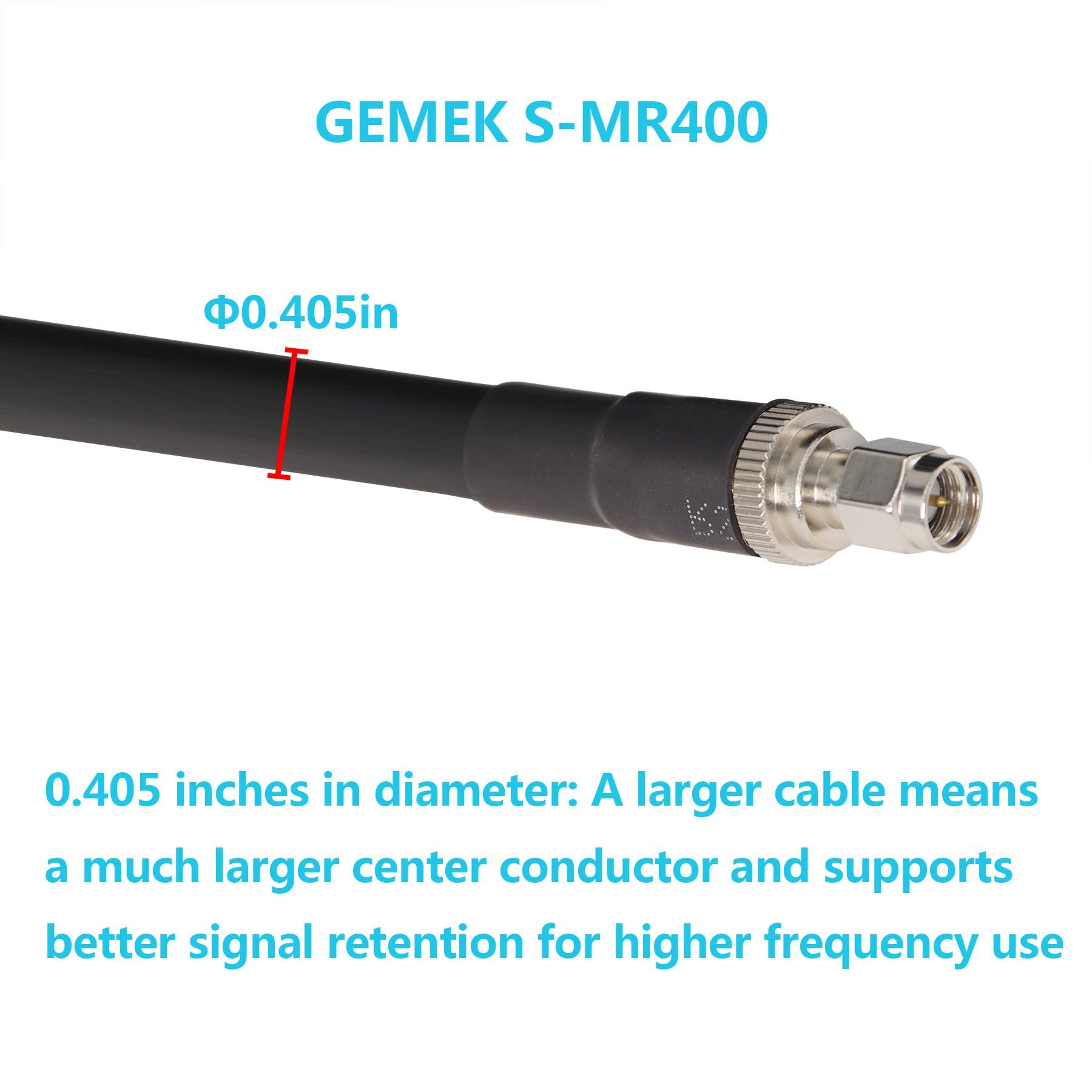 GEMEK GEMEK 50ft SMA Male to N Male Cable, Low Loss S-MR400 Extension Coaxial for 3G 4G 5G 6G LTE ADS-B Ham GPS WiFi RF Radio to Antenna or Surge Arrester Use (50 Ohm Not for TV)