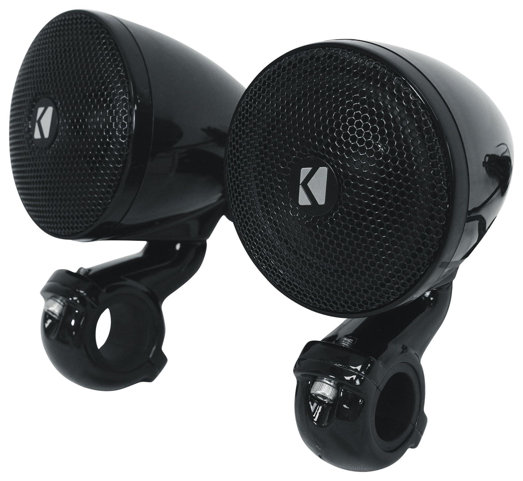 Audiosavings Audiosavings Bundle: (2) Kicker 47PSMB32 3\" 100w PSM Motorcycle/ATV Handlebar Speakers in Black PSMB32 Bundle with Rockville ATV220 2 Channel UTV/Motorcycle Bluetooth Amplifier IP65 Micro (2 Items)