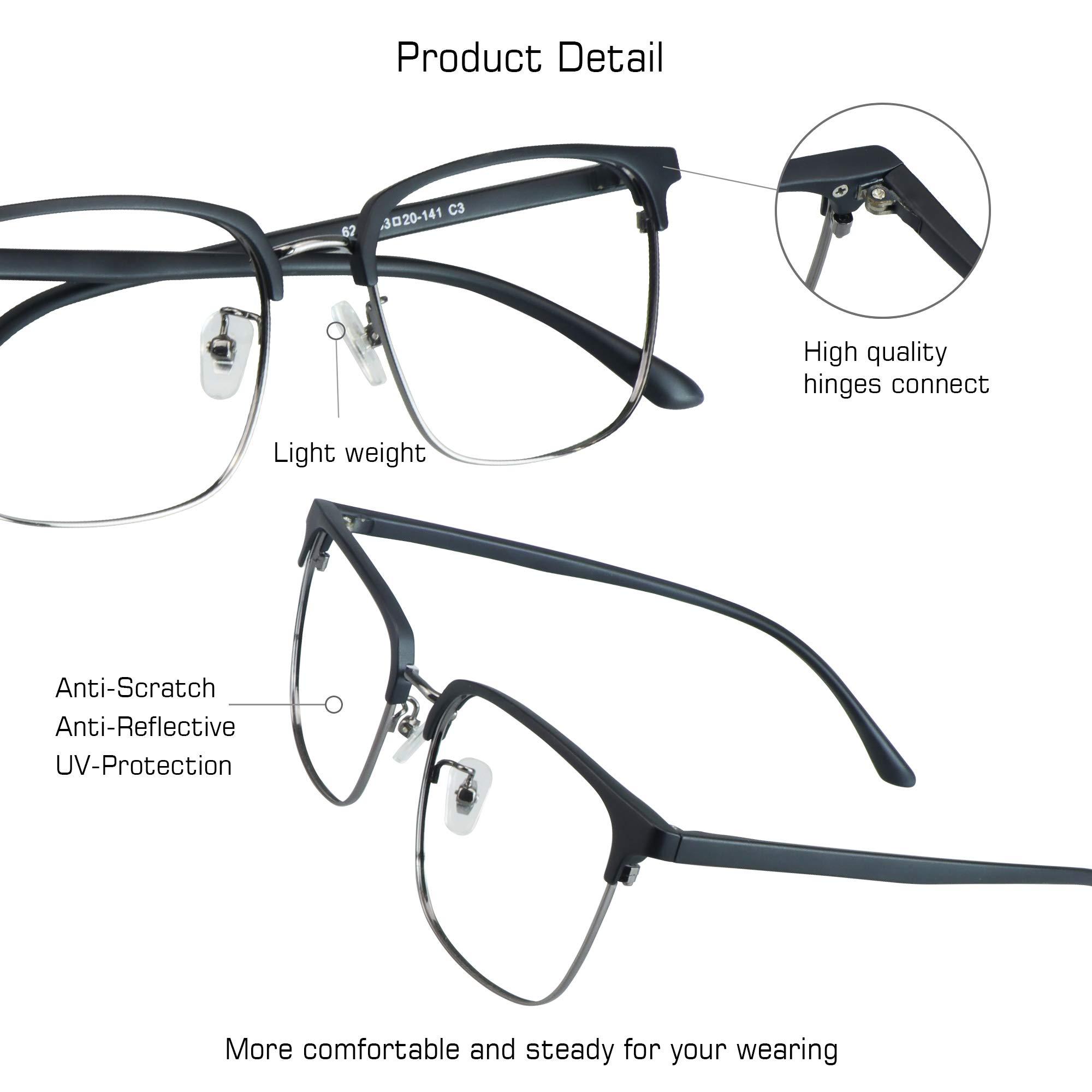 VisionGlobal VisionGlobal Blue Light Blocking Glasses for Computer Reading, Anti Glare Lenses Help Reduce Eye Strain and Fatigue, for Women/Men (Matte Black, 4.75 Magnification)