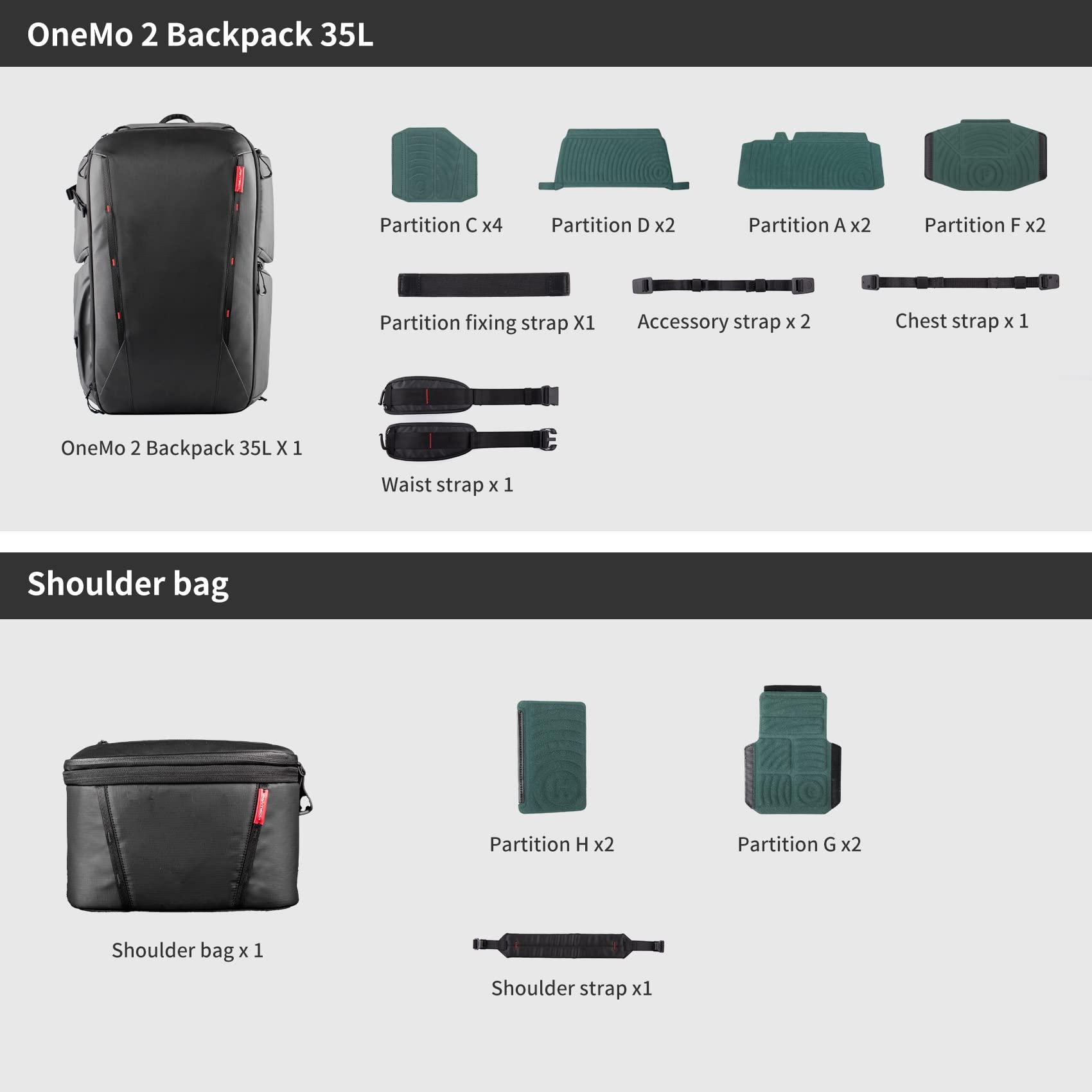 PGYTECH PGYTECH OneMo 2 25L-33L Camera Backpack with Shoulder Bag for Photographers, Waterproof Large Camera Bag for Canon/Nikon/Sony/dji Drone/Laptop/Tripod, Black