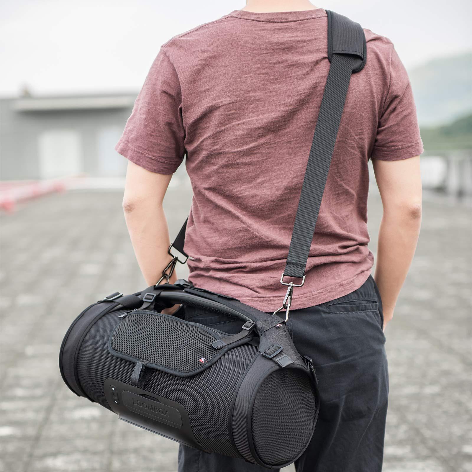 TXEsign Travel Carrying Strap Compatible with JBL Boombox 2-Waterproof Portable Speaker, TXEsign Shoulder Strap with Two Side Covers Travel Carrying Case Compatible with JBL Boombox (Black without Pouch)