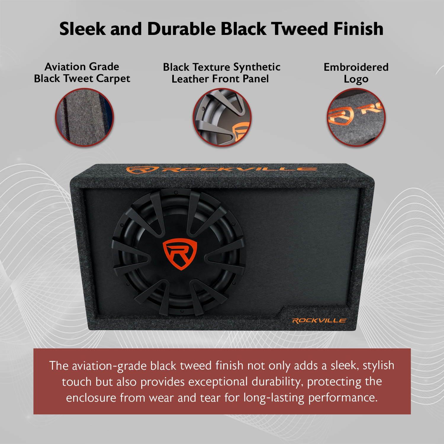 Rockville Rockville RVS12A 12" Slim Vented Powered Car Subwoofer Enclosure, 1400 Watts Black