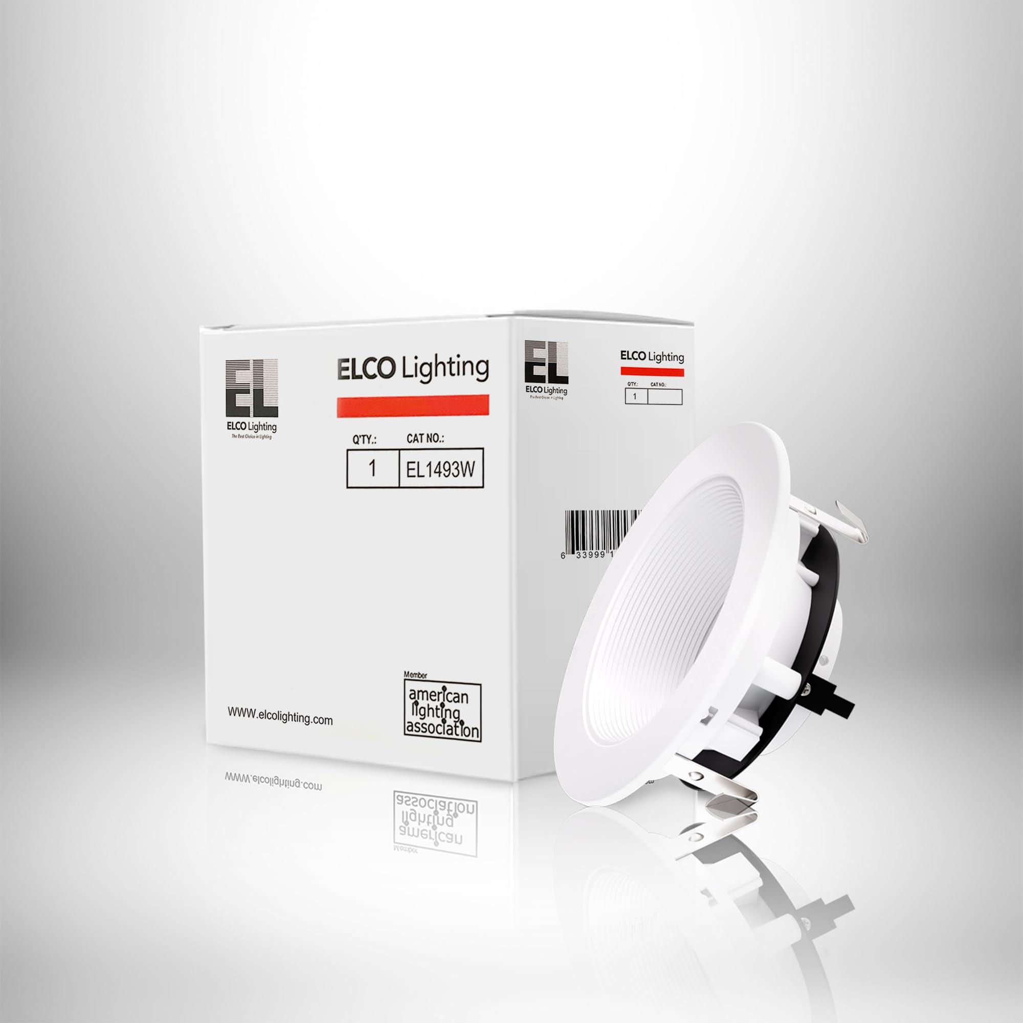 Elco Lighting ELCO Lighting 4\" Low Voltage Adjustable Step Baffle Trim - MR16 LED Bulb Compatible Recessed Lighting Trim, Ceiling Light Fixture, Modern Downlight, Adjustable Light Housing, Home Lighting - All White