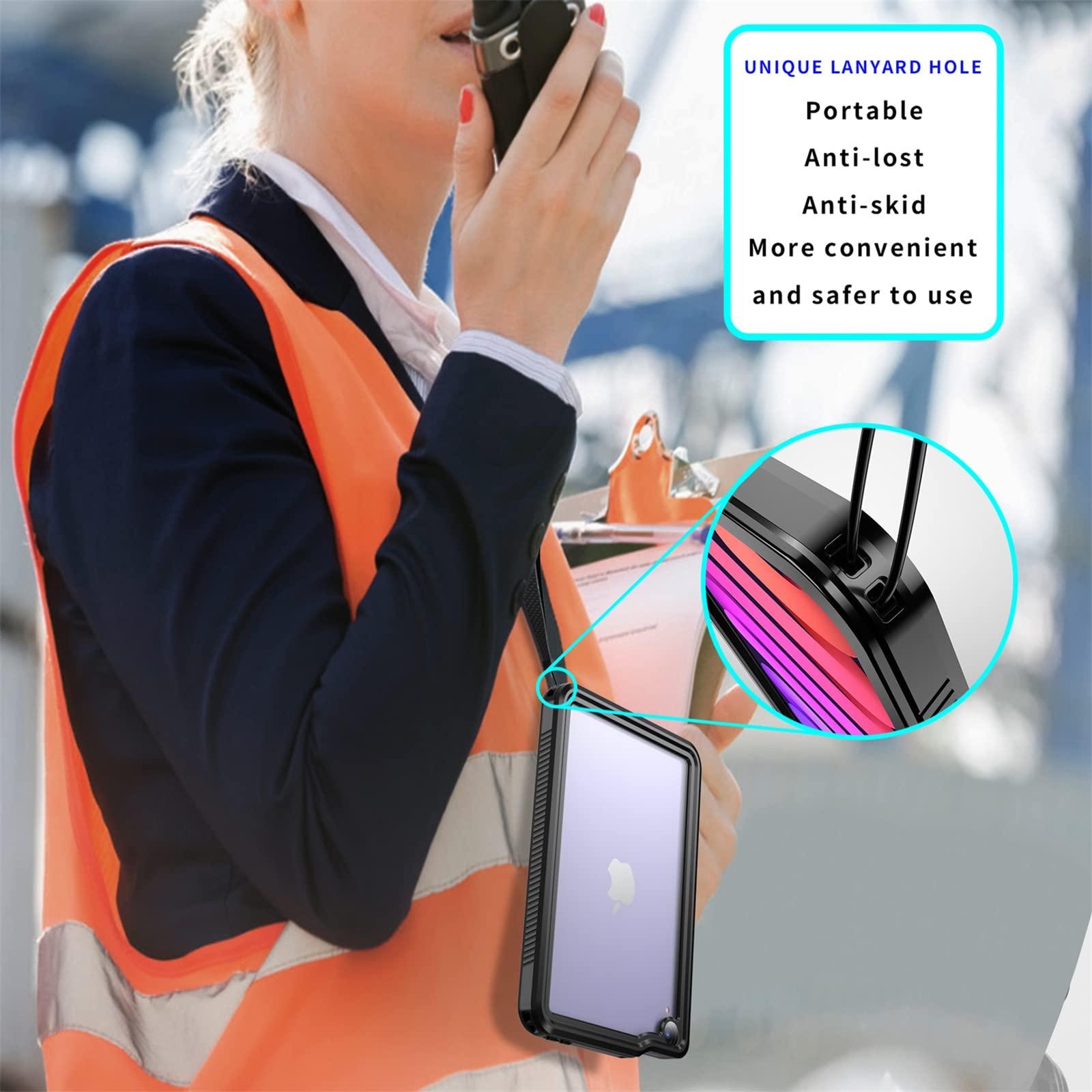 AdirMi Waterproof Case for iPad Mini 7 (A17 Pro) 2024 / iPad Mini 6 2021, Outdoor Sports Full-Body Heavy Duty Shockproof Protective Cover Built-in Screen Protector, Shoulder Strap,Black