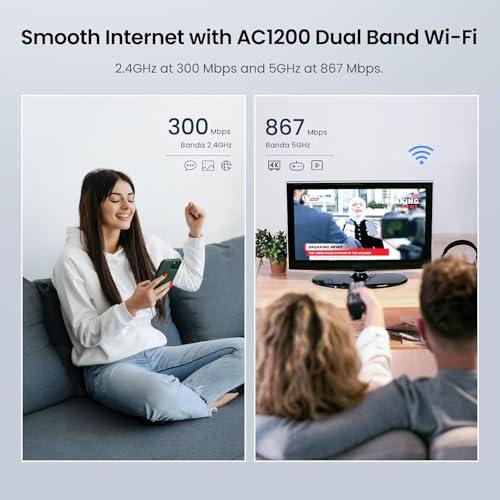 Tenda Tenda AC1200 Gigabit WiFi Router - Dual Band High Speed Wireless Internet Router, 3xWAN/LAN Gigabit Ports, 4x6dBi Antennas, MU-MIMO, Beamforming, IPv6, Guest WiFi, AP Mode(AC8)