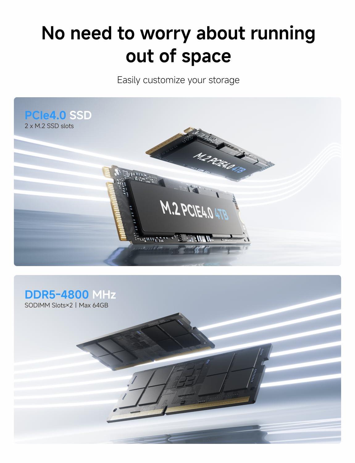 MINISFORUM MINISFORUM DeskMini UM680 Slim Mini PC AMD Ryzen 7 6800H Small PC, 16GB DDR5 RAM+1TB PCIe4.0 SSD, HDMI/DP/USB4 Outputs, 2.5G LAN, WiFi 6E, BT5, 4xUSB Port AMD Radeon 680M Graphics Small Form Factor