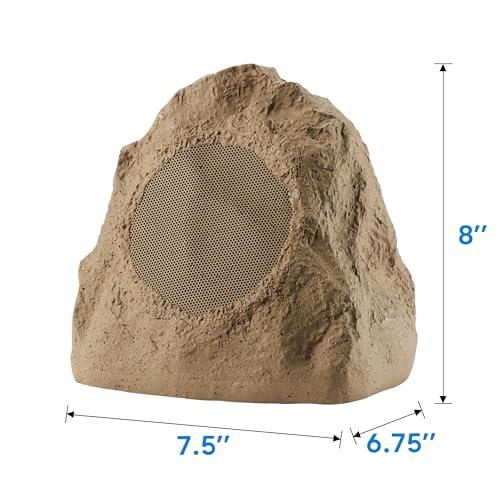 Theater Solutions 8R4S Outdoor Sandstone Rock 8 Speaker Set for Yard Patio Pool Spa