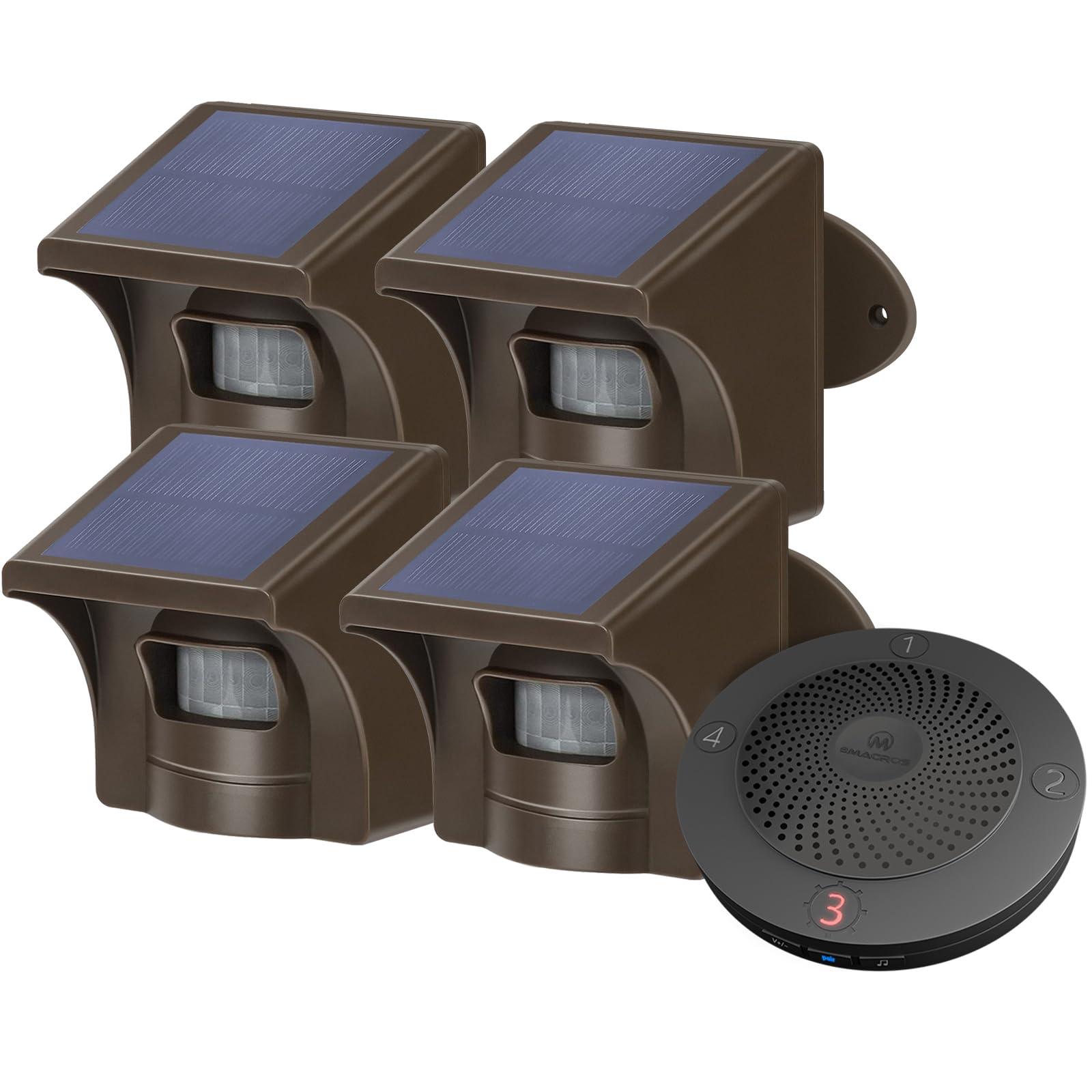 eMACROS eMACROS Long Range Solar Wireless Driveway Alarm Outdoor Weather Resistant Motion Sensor & Detector-Security Alert System-Monitor & Protect Outside Property