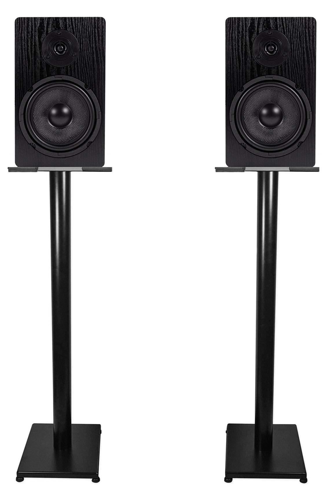 Rockville Rockville Pair RockShelf 64B Black 6.5" Home Bookshelf Speakers w/37 Stands