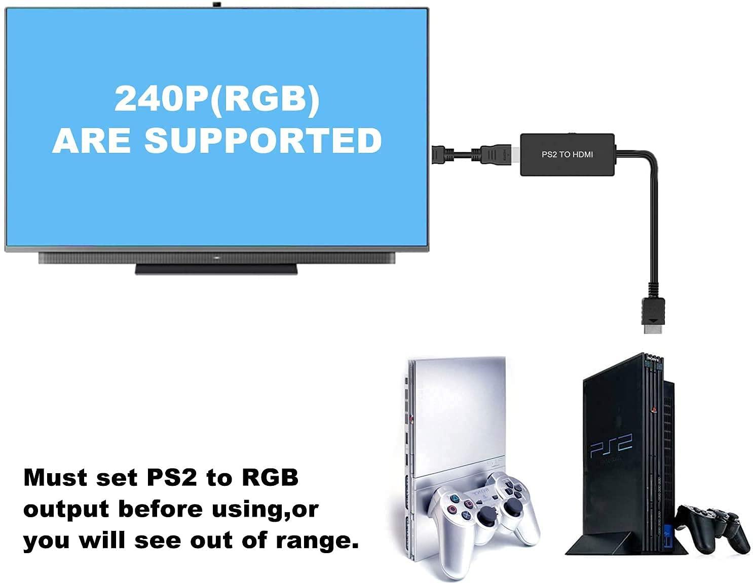 Y.D.F Y.D.F PS2 to HDMI Adapter PS2 HDMI Cable PS2 to HDMI Converter Support 4:3/16:9 Screen Aspect Ratio Switch. Works for PlayStation 1/ PlayStation 2 HD Link Cable PS1 HDMI Adapter PS2 HDMI Converter