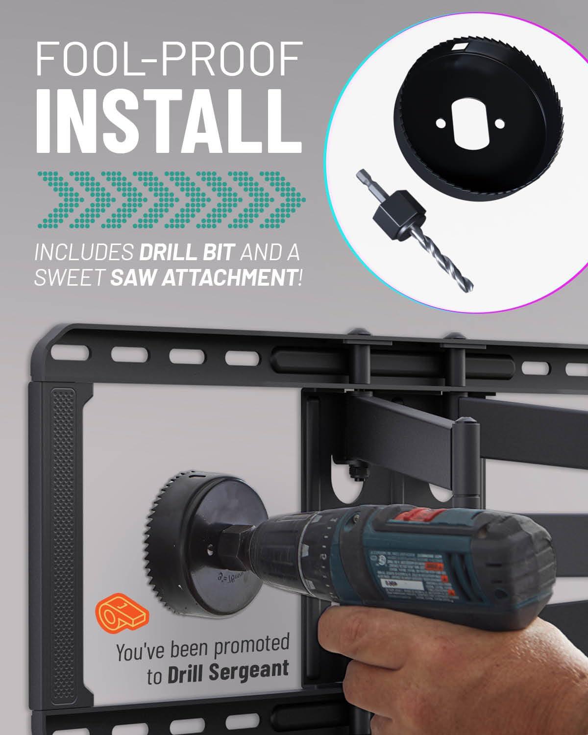 ECHOGEAR ECHOGEAR in-Wall Cable Management Kit - Includes Power & Low Voltage Cable Management - Hide TV Wires When Mounting A TV - Includes Hole Saw Drill Attachment for Easy Install