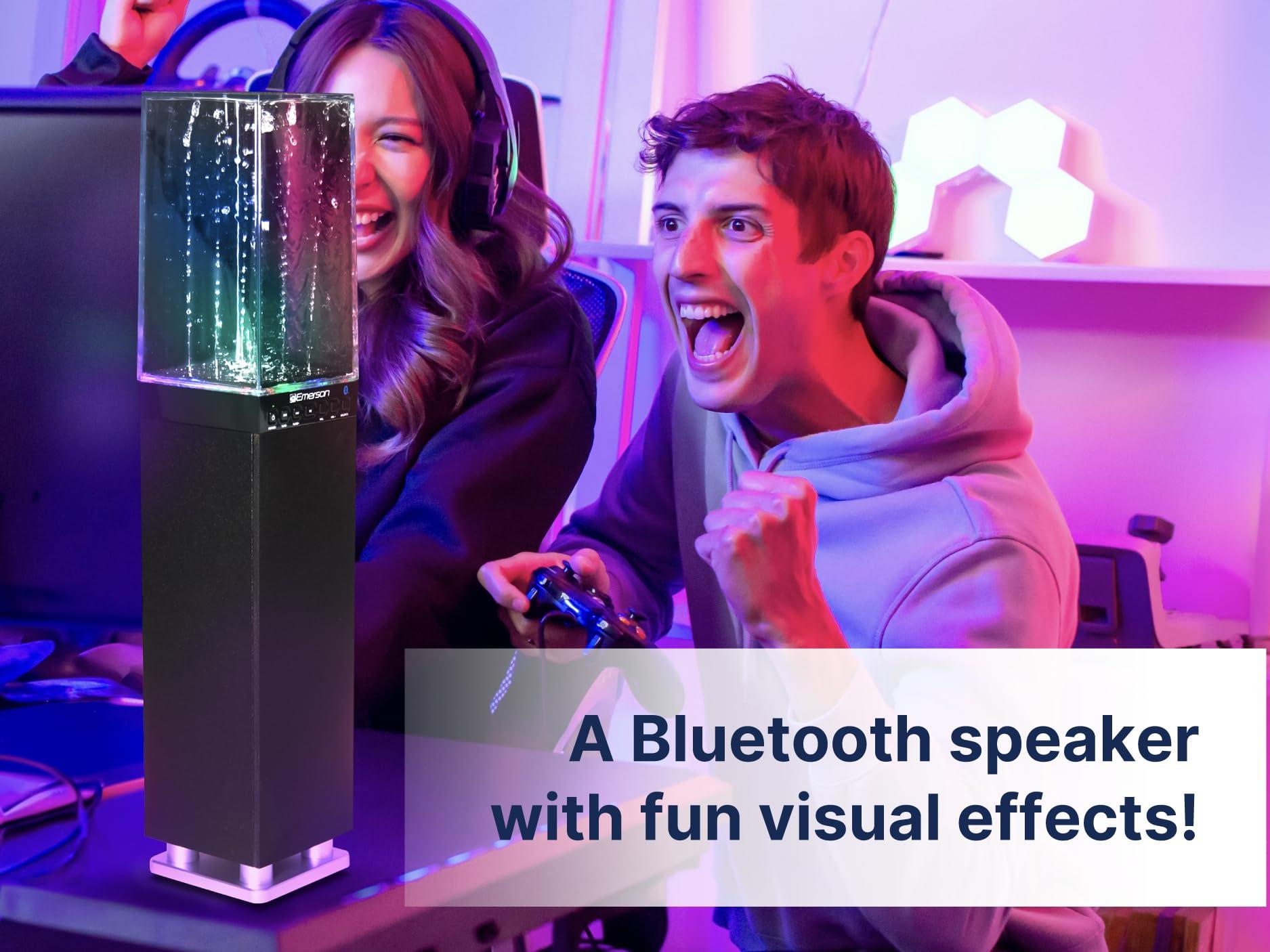 Emerson Emerson EHS-2001 Dancing Water Light Tower Speaker System with Bluetooth and FM Radio, Floor-Standing Wireless Speaker with LED Water Fountain Light Show, Crystal Clear Sound, Bluetooth Streaming