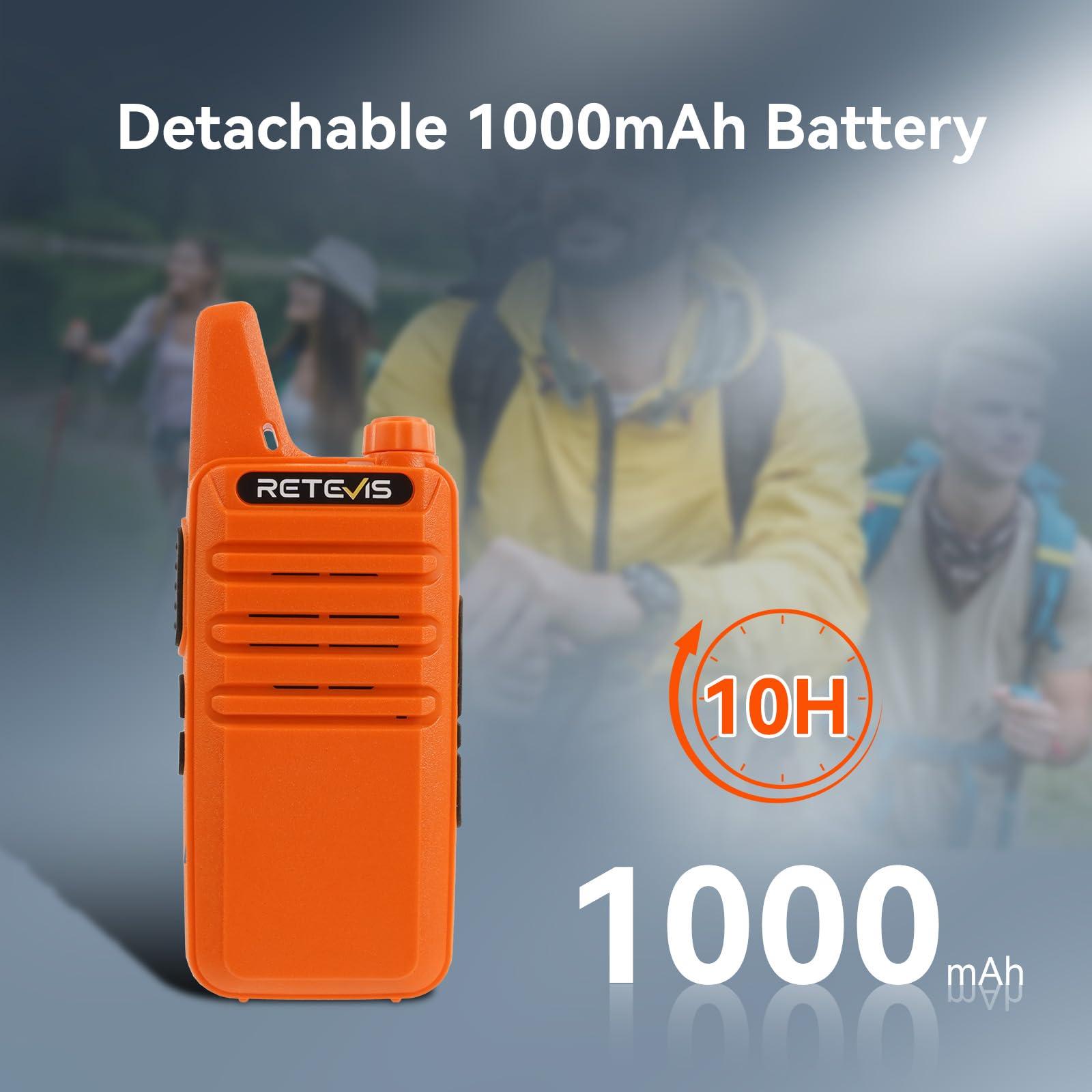 Retevis Retevis RT22 Rechargeable Walkie Talkies, Long Range Two Way Radio for Adults,Portable Handheld Radio,Voice Activated, Emergency Alarm,Upgraded Type-c Charing,Outdoor Hiking Travel(4 Pack, Orange)