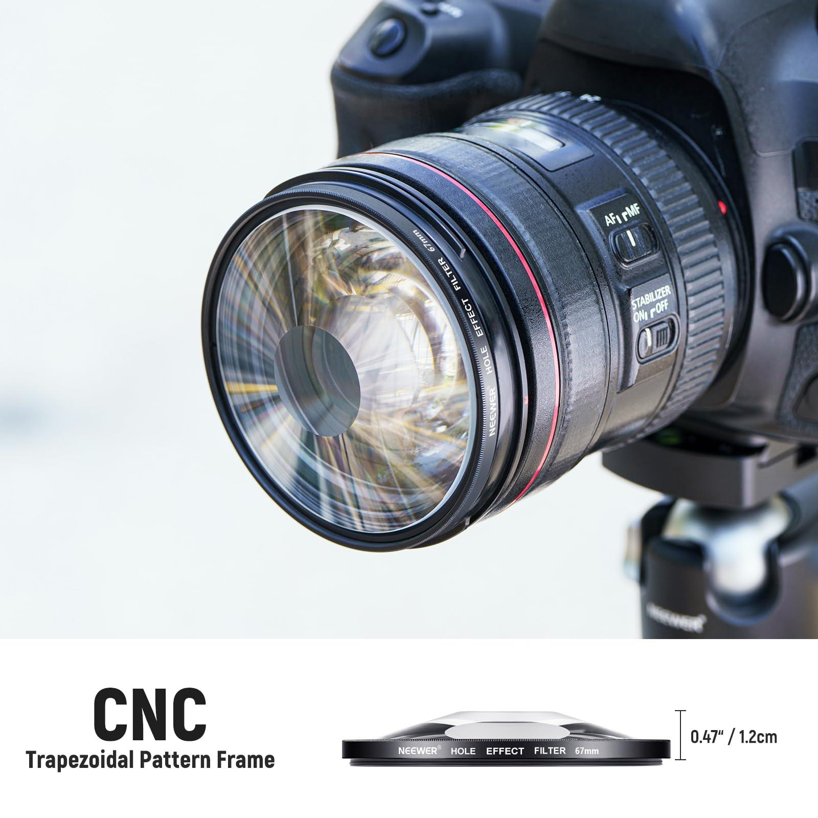 NEEWER NEEWER 67mm Spiral Halo Camera Lens Filter, Prism K9 Optical Glass Special Effects Filter Photography Camera Lens Accessories with Tunnel Vision Warped Circular Halo Frame Effect