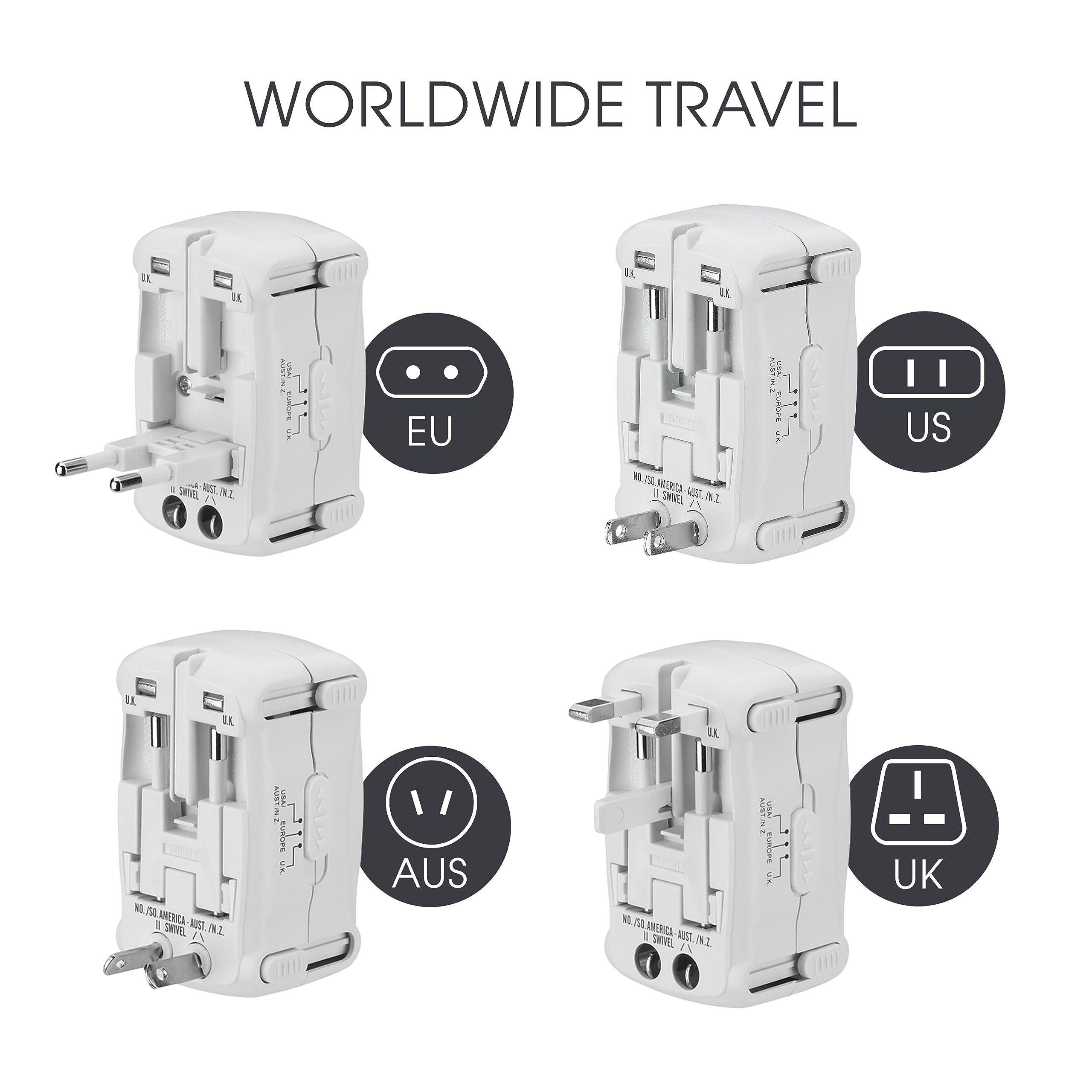 Conair Conair Universal Travel Adapter, European Travel Plug Adapter with Surge Protection, All-in-One Worldwide Travel Adapter