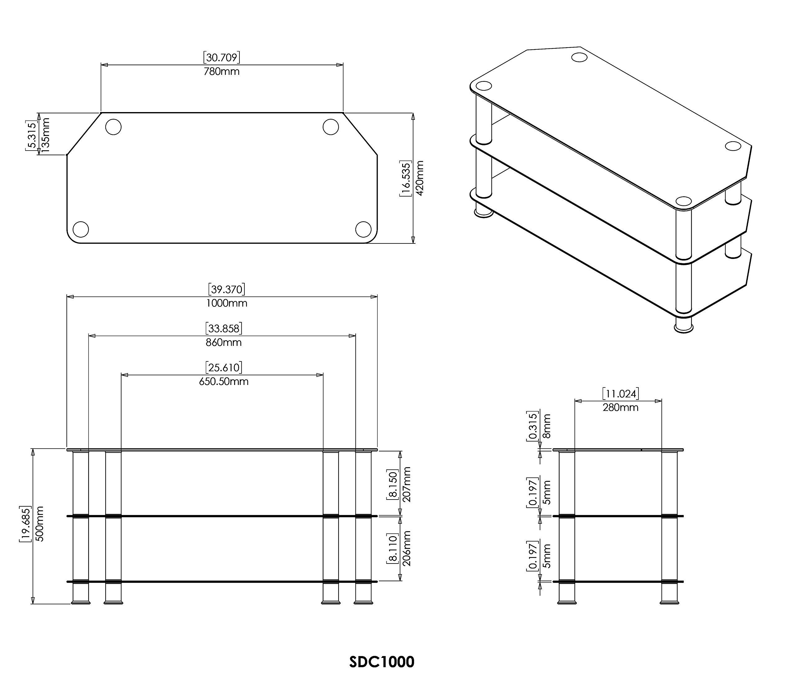 AVF AVF Transitional Steel and Glass TV Stand for up to 50\" TVs in Black/Chrome