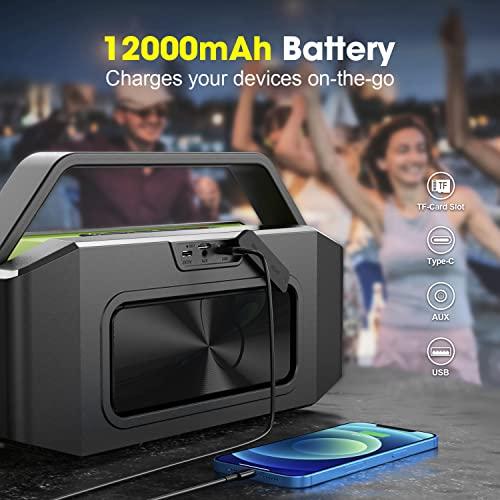 W-KING W-KING Bluetooth Speaker Loud, 60W Waterproof Portable Speaker, Rich Bass, 40H Playtime, Bluetooth 5.0, Built-in Handle, TF Card, NFC, AUX, Stereo Speaker for Camping, Outdoors