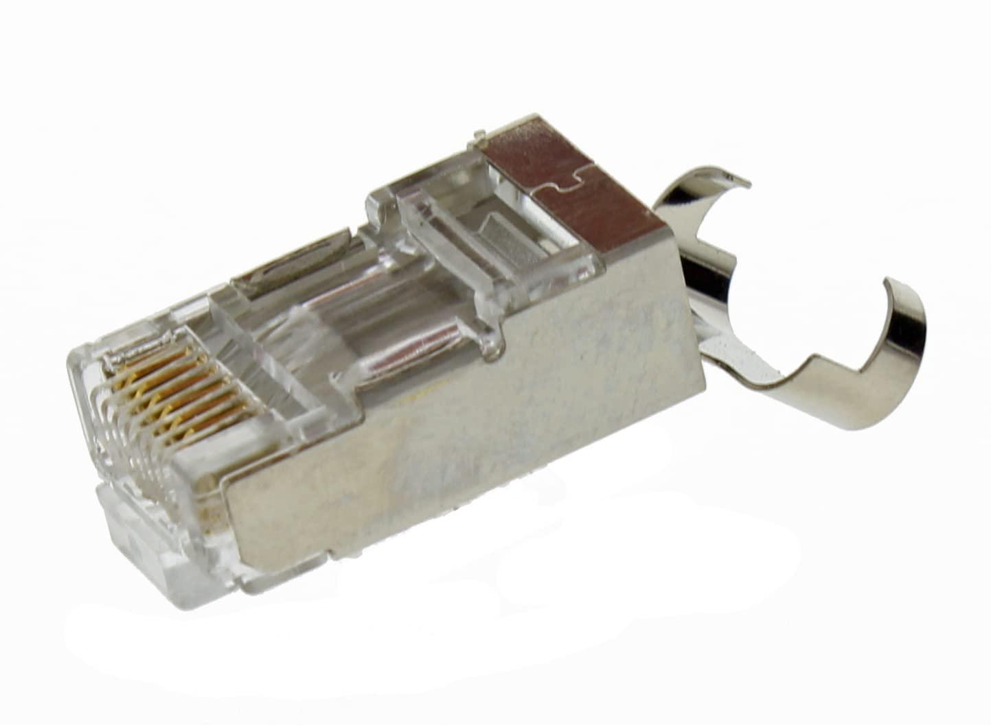 Ideal Industries IDEAL INDUSTRIES INC. 85-369 Shielded Feed-Thru Modular Plug Connector, Cable Connector for CAT6A/6/5e Shielded Cables, (50 Connectors, Jar)