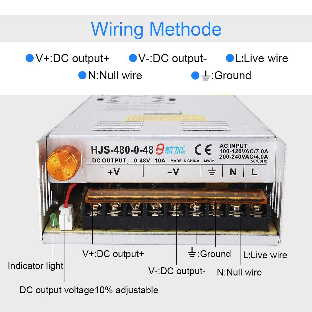 Titoe Adjustable DC Power Voltage Converter AC 110V-220V to DC 0-48V Module Switching Power Supply Digital Display 480W Voltage Regulator Transformer Built in Cooling Fan