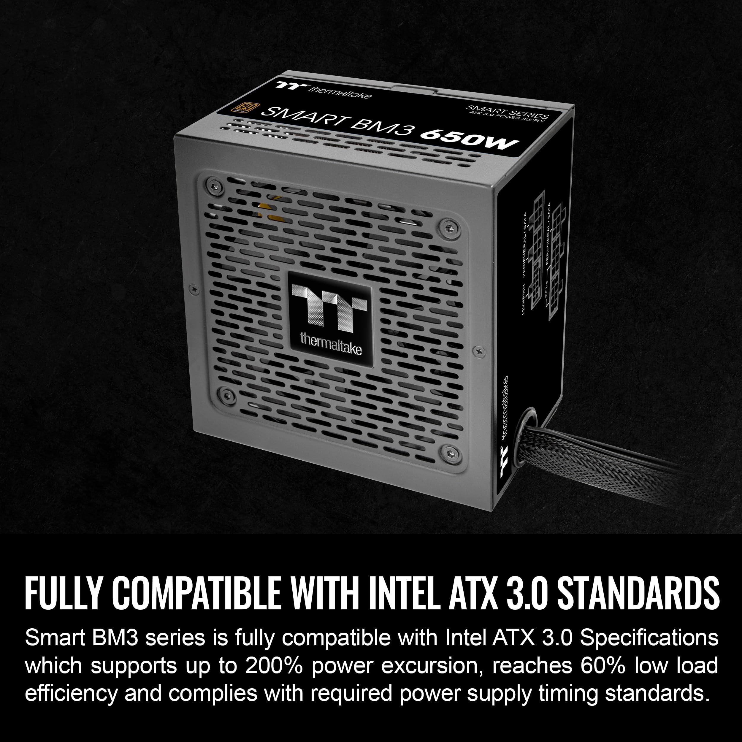 Thermaltake Thermaltake Smart BM3 650W 80Plus Bronze ATX 3.0 & PCIE 5.0 Ready Semi-Modular Power Supply; 105C/221F Japanese Capacitor; 5 Year Warranty; PS-SPD-0650MNFABU-3