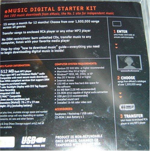 RCA 512MB MP3 Player + 1 Year Subscription to eMusic