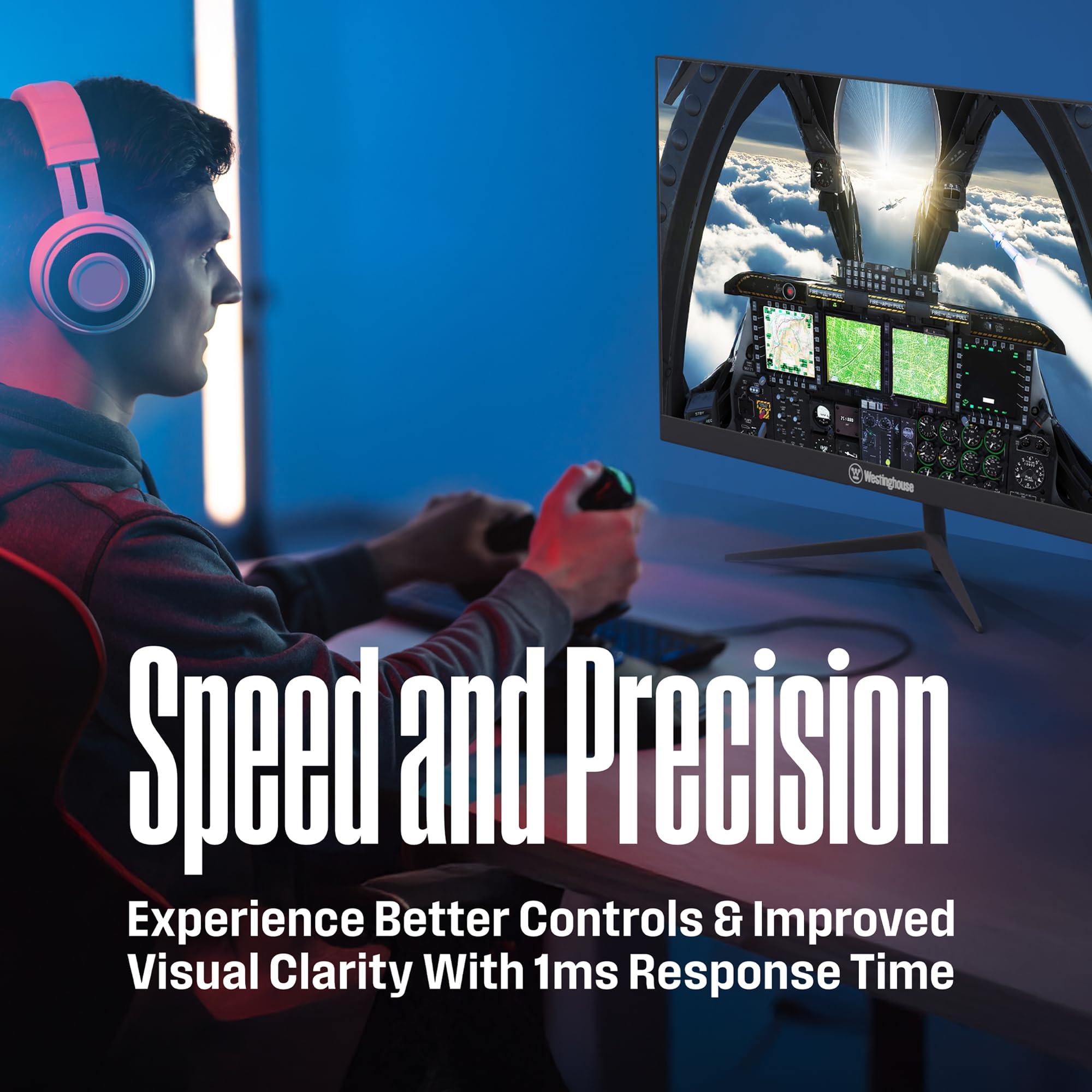 Westinghouse Westinghouse 27 Inch Flat Gaming Monitor, 180Hz, 1ms, AMD FreeSync Support, Low Motion Blur, 1080p Full HD IPS Display, for Office, PC & Console Games with Built in Speakers, 1x DisplayPort, 2X HDMI