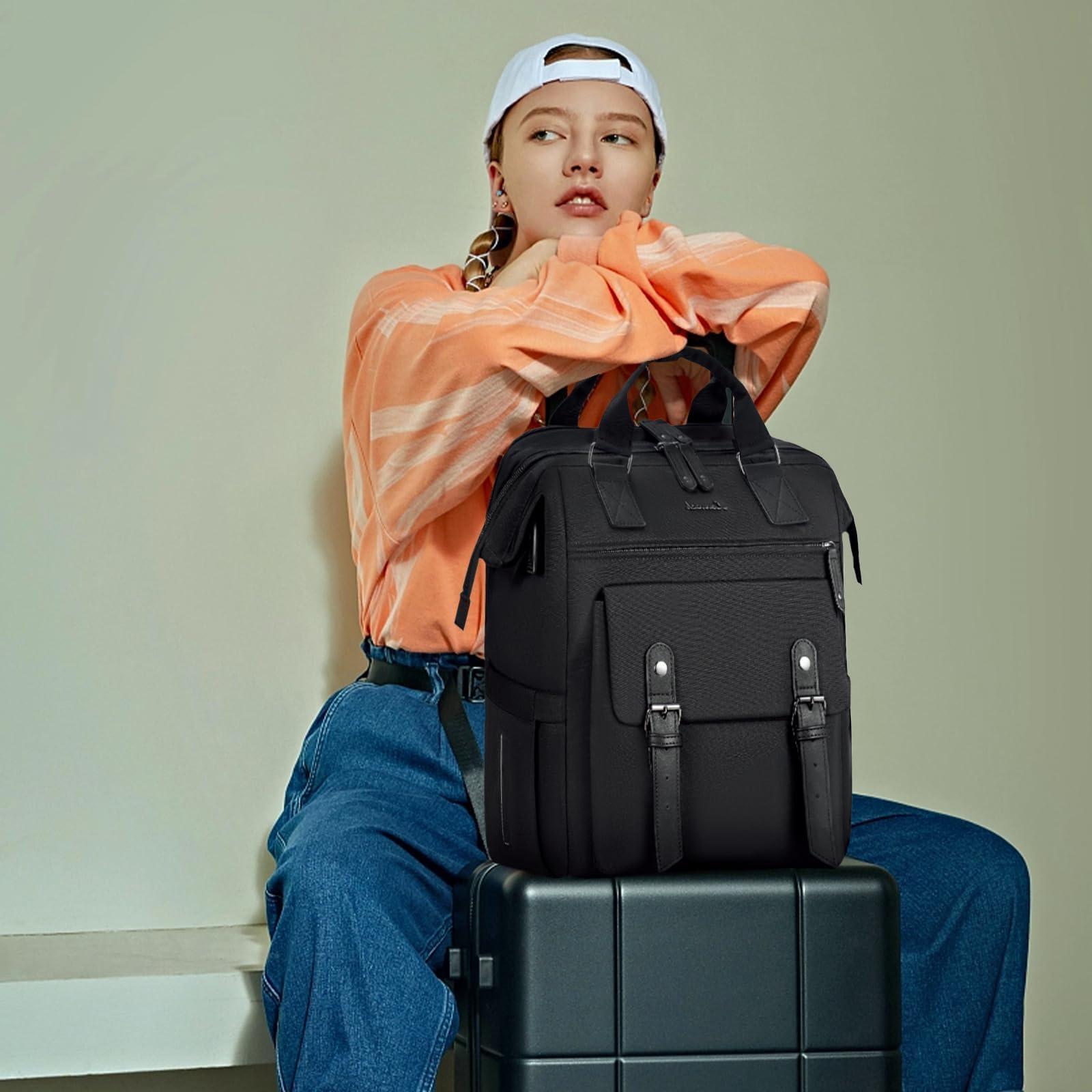 LOVEVOOK LOVEVOOK Laptop Backpack, Travel Bag with 17.3 inch Laptop Compartment, Water Resistant Teacher Nurse Doctor Work Bag, Anti-theft Daypack, Black