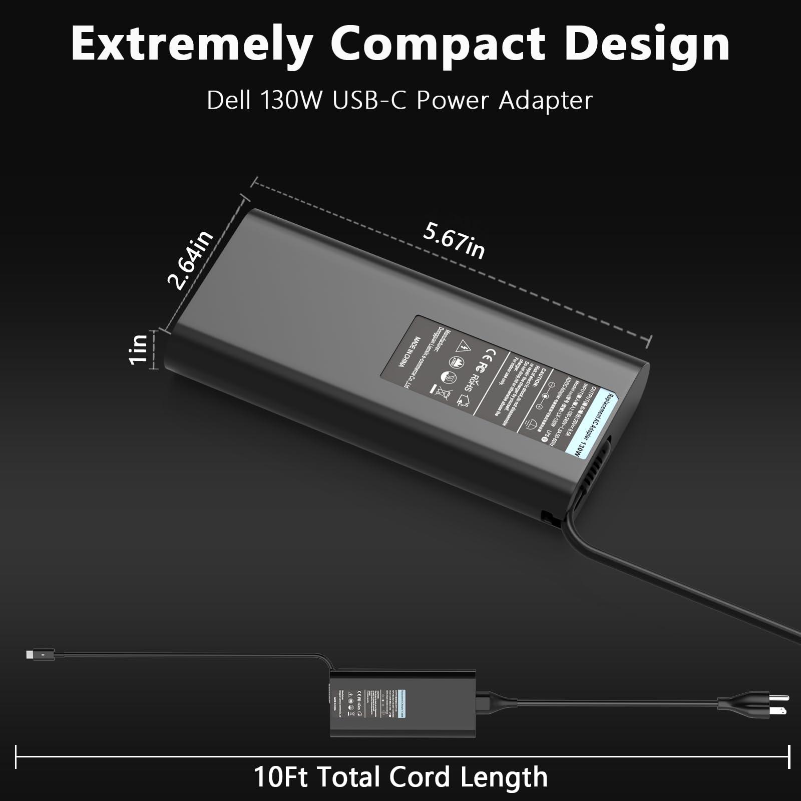 Ruilezyo 130W USB C Laptop Charger for Dell XPS 15 9520 9510 9500 XPS 17 9720 9710 9700 Precision 5570 3571 5680 3590 5480 3551 3490 5530 5490 5690 3560 3570 5770 5470 3561 5550 5560 Type C Power Cord