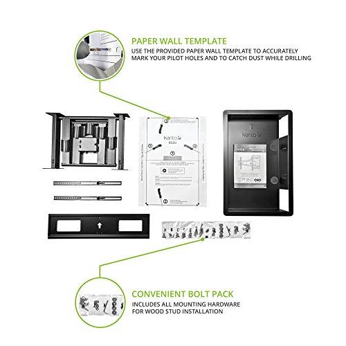 Kanto Kanto R500 Recessed In-Wall Full Motion Articulating TV Mount for 46-inch to 80-inch TVs | Ultra Low Profile | Swivel and Tilt Capable | Cable Management for Clean Setup
