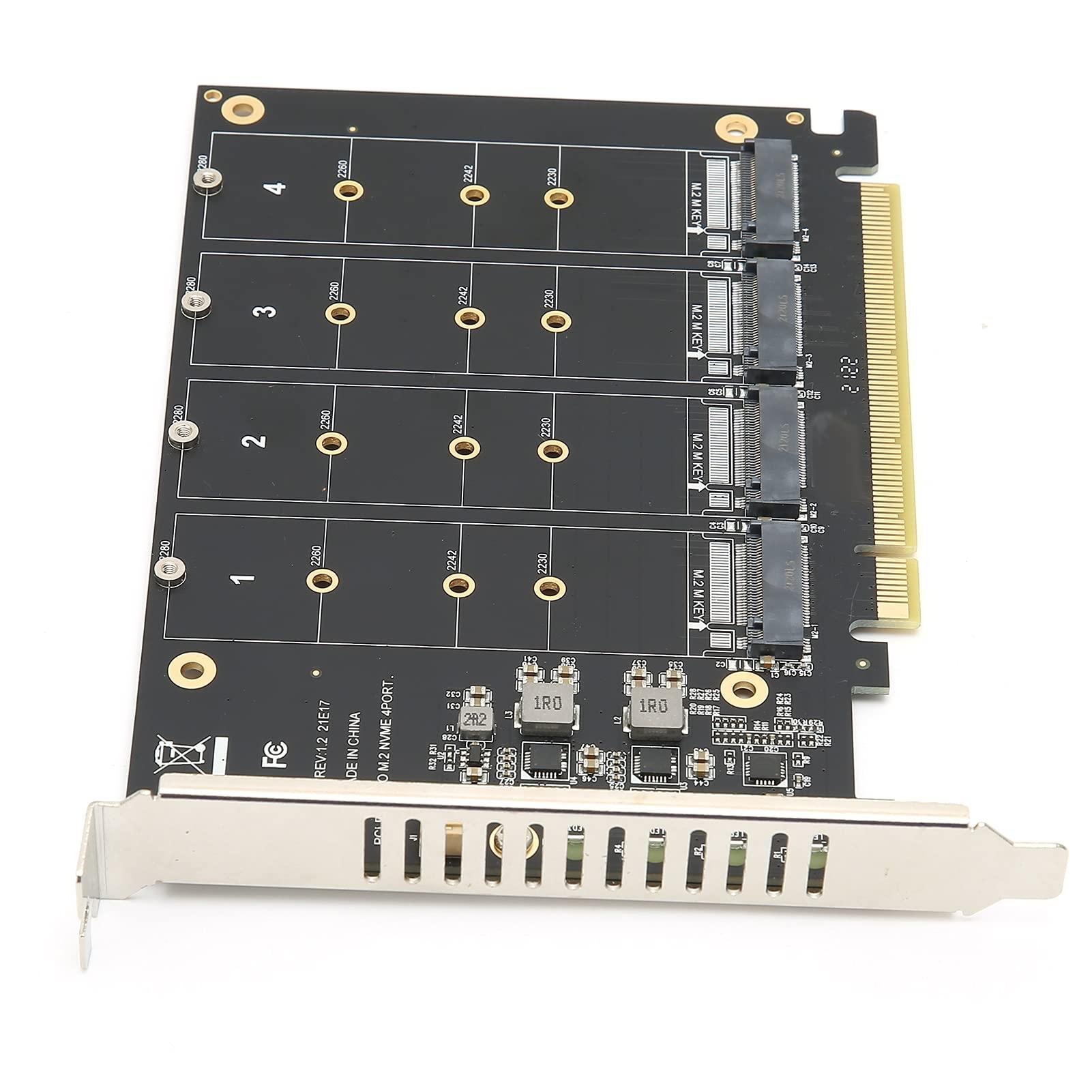 Acogedor PCIE NVME Adapter Card, 4 Port M.2 SSD NVME (M Key) to PCIE x 4 Controller Converter Expansion Card(ph44)