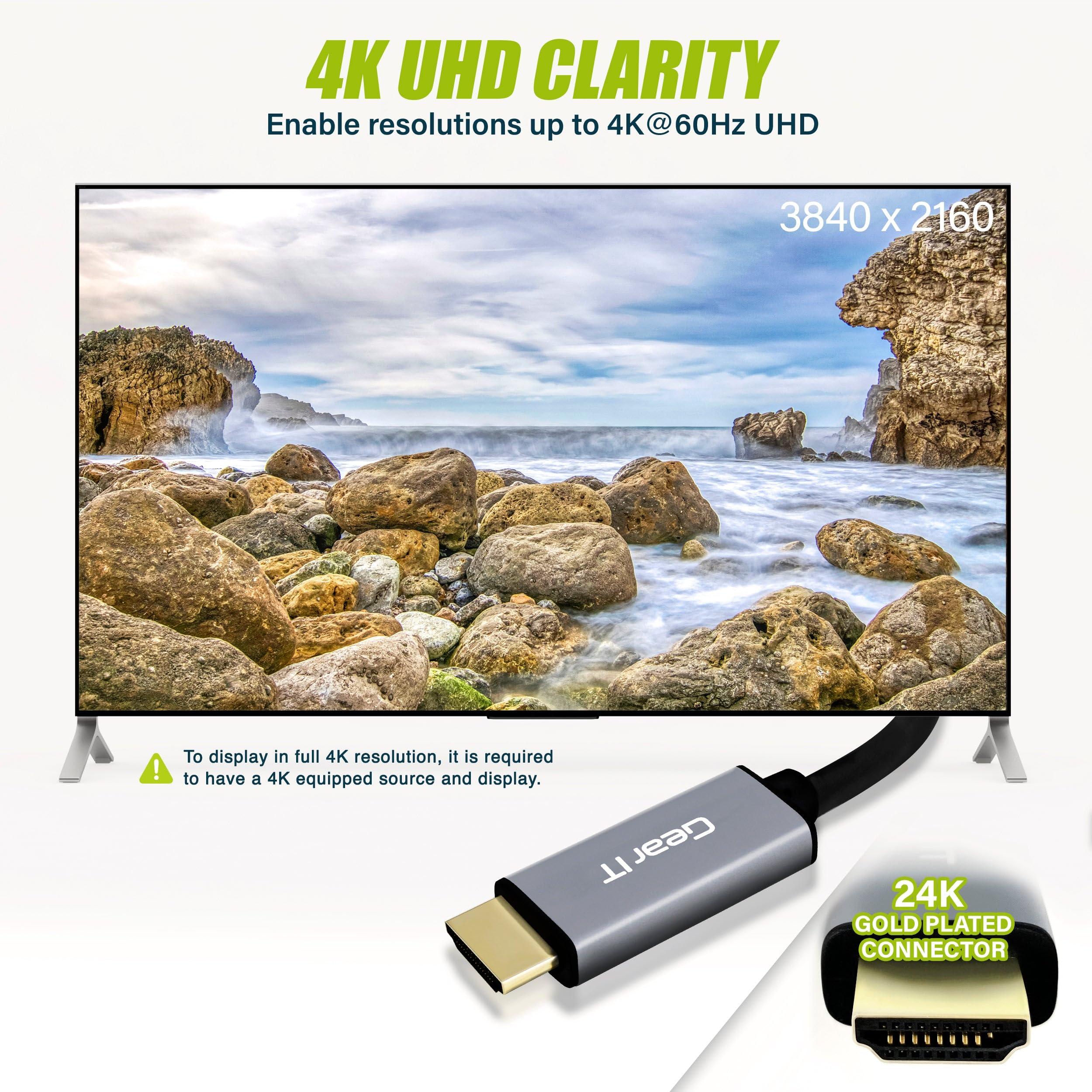 GearIT GearIT 10ft USB-C to HDMI Cable [Thunderbolt 3 Port Compatible] USB Type C to HDMI Cable (4K@60Hz) for MacBook Pro 2018/2017, MacBook Air, iPad Pro 2018, Surface Book 2, Samsung S10 and More, Black