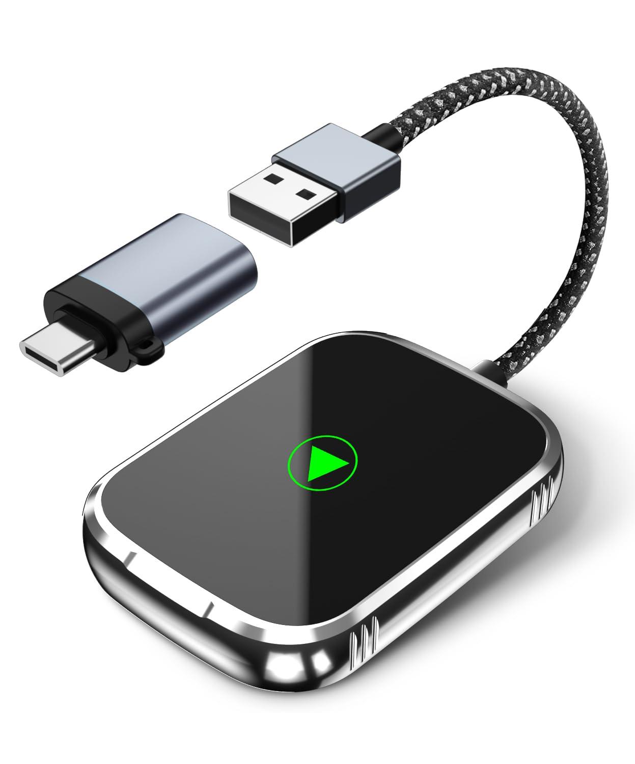 JUHOO Wireless CarPlay Adapter for Apple iPhone, Android Auto Wireless Adapter, 2 in 1 Auto Car Play Wireless Dongle