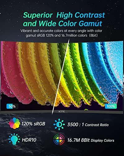 KTC KTC 32 inch Curved Gaming Monitor, 2K 170Hz Monitor, 1440P 144Hz Monitor, 1500R Frameless, 1ms, HDR, FreeSync Premium, DisplayPort/HDMI/USB, VESA Wall Mount, PC Monitor, H32S17