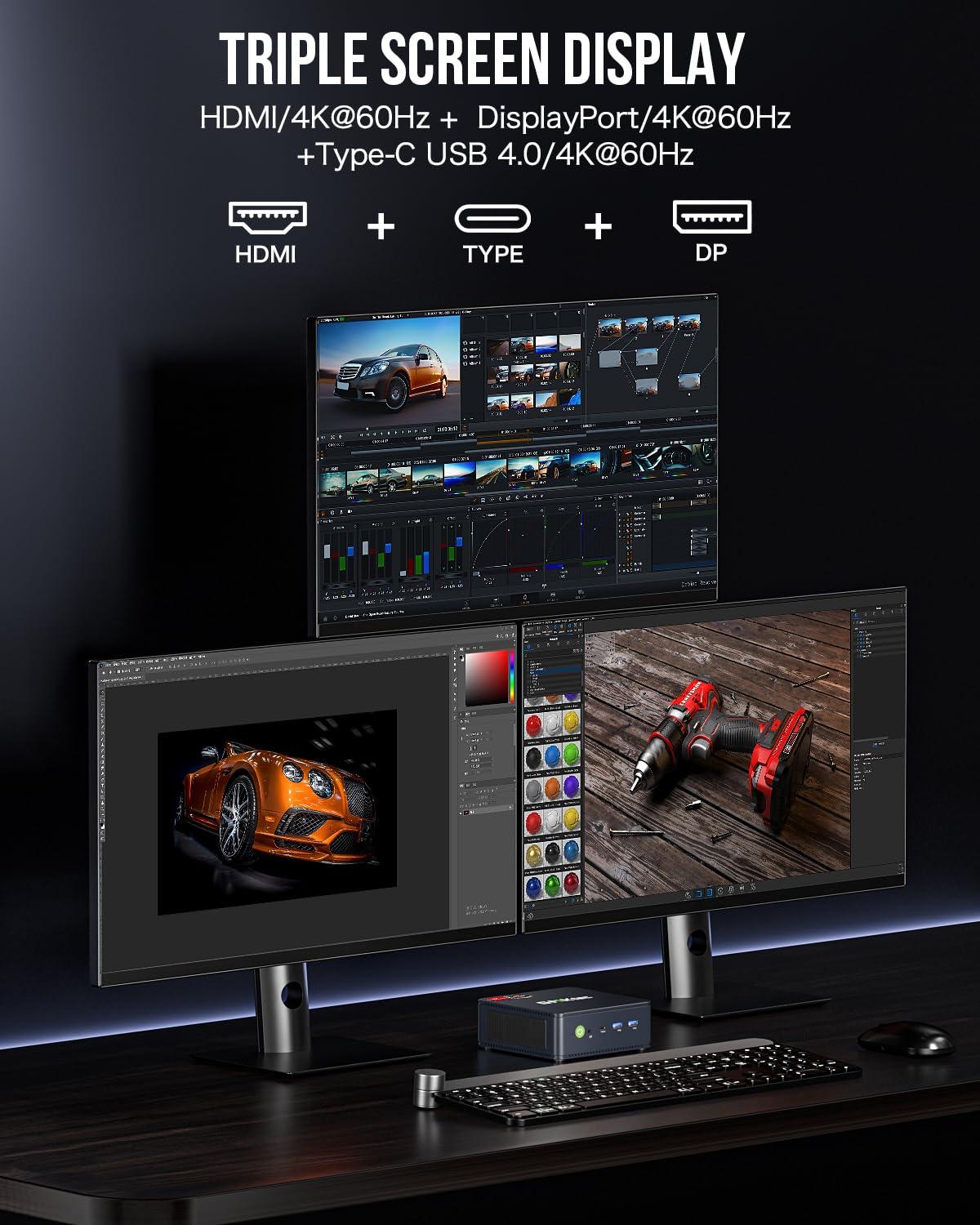 GMKtec GMKtec Mini PC Ryzen 6600H (Upgraded 6600U), M6 Gaming Desktop Computer Dual NIC LAN 2.5G, AMD R5 6600H (6C/12T up to 4.50Ghz), 32G DDR5 RAM + 1TB PCle SSD, WiFi 6E, USB 4.0, BT 5.2, HDMI