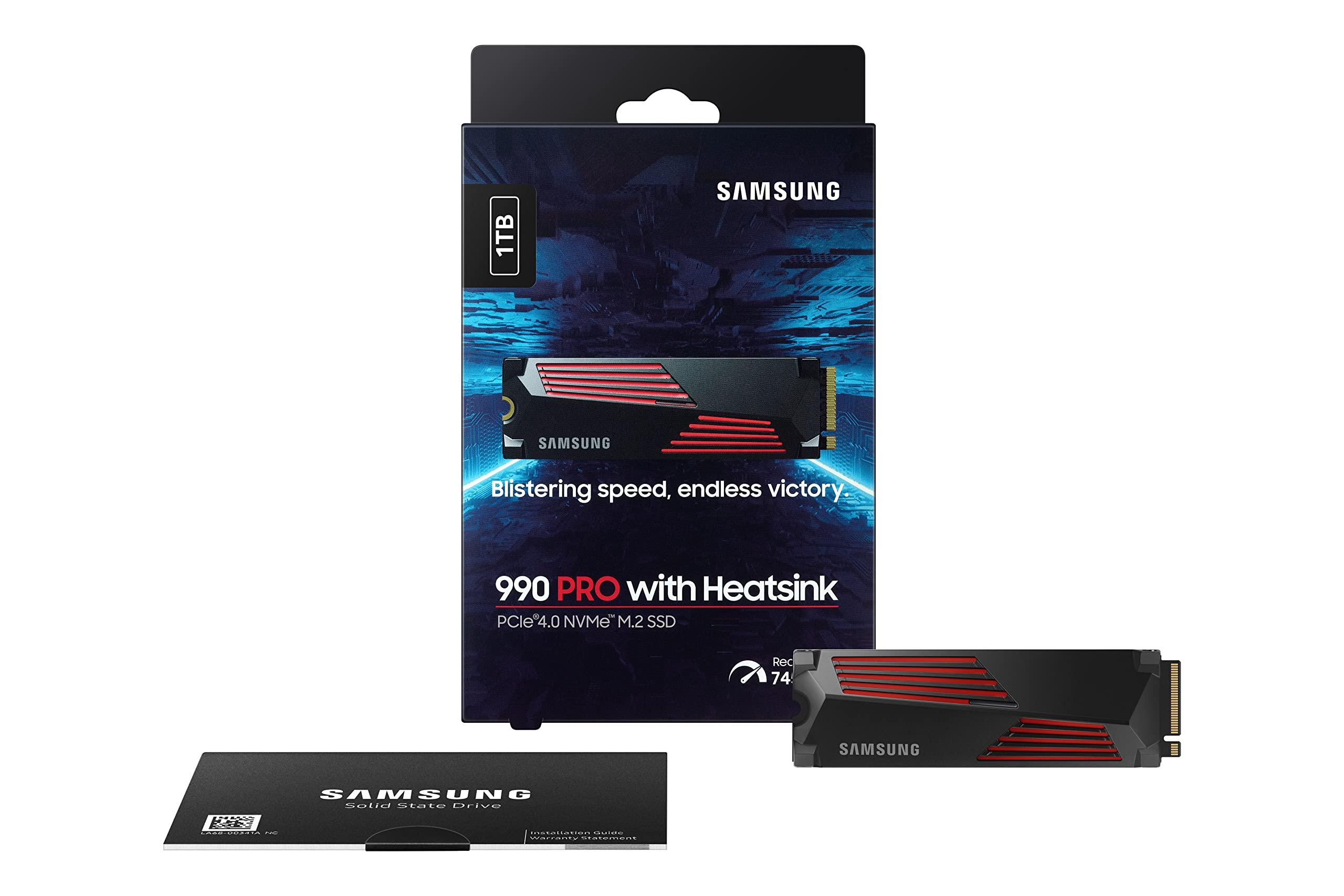 Samsung Samsung 990 PRO Heatsink SSD 1TB, NVMe M.2, Speeds Up to 7,450MB/s, Best for PlayStation 5 (PS5 SSD) Console Expansion MZ-V9P1T0CW