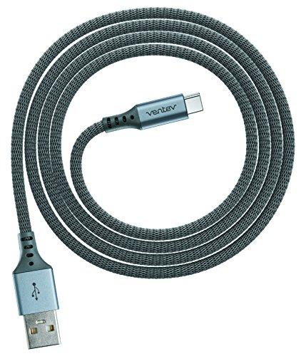 Ventev Ventev Chargesync Alloy Cable | Type A-C, Supports Rapid Rate Charging up to 3A, Transfers Data to Most PC or MAC, Ultra-Sleek Aluminum Housing, No-Fray Durability, Rapid Charging | 4ft Steel Gray
