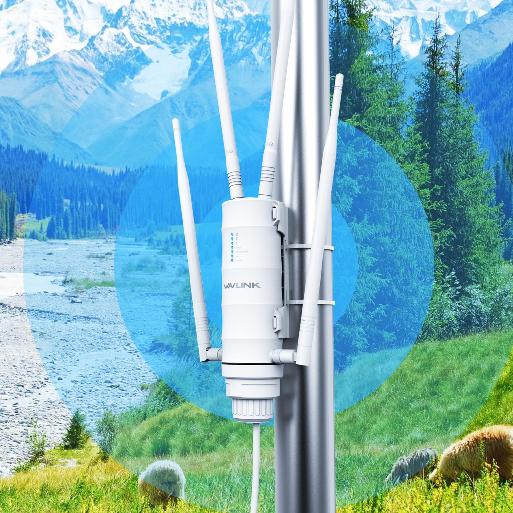 WAVLINK WAVLINK AC1200 Outdoor WiFi Range Extender, 1000ft/300m Long Range, Dual Band 2.4G/5G Weatherproof Access Point with PoE+ Gigabit Ports, Mesh Network & AP/Repeater Modes (IP65 Certified)