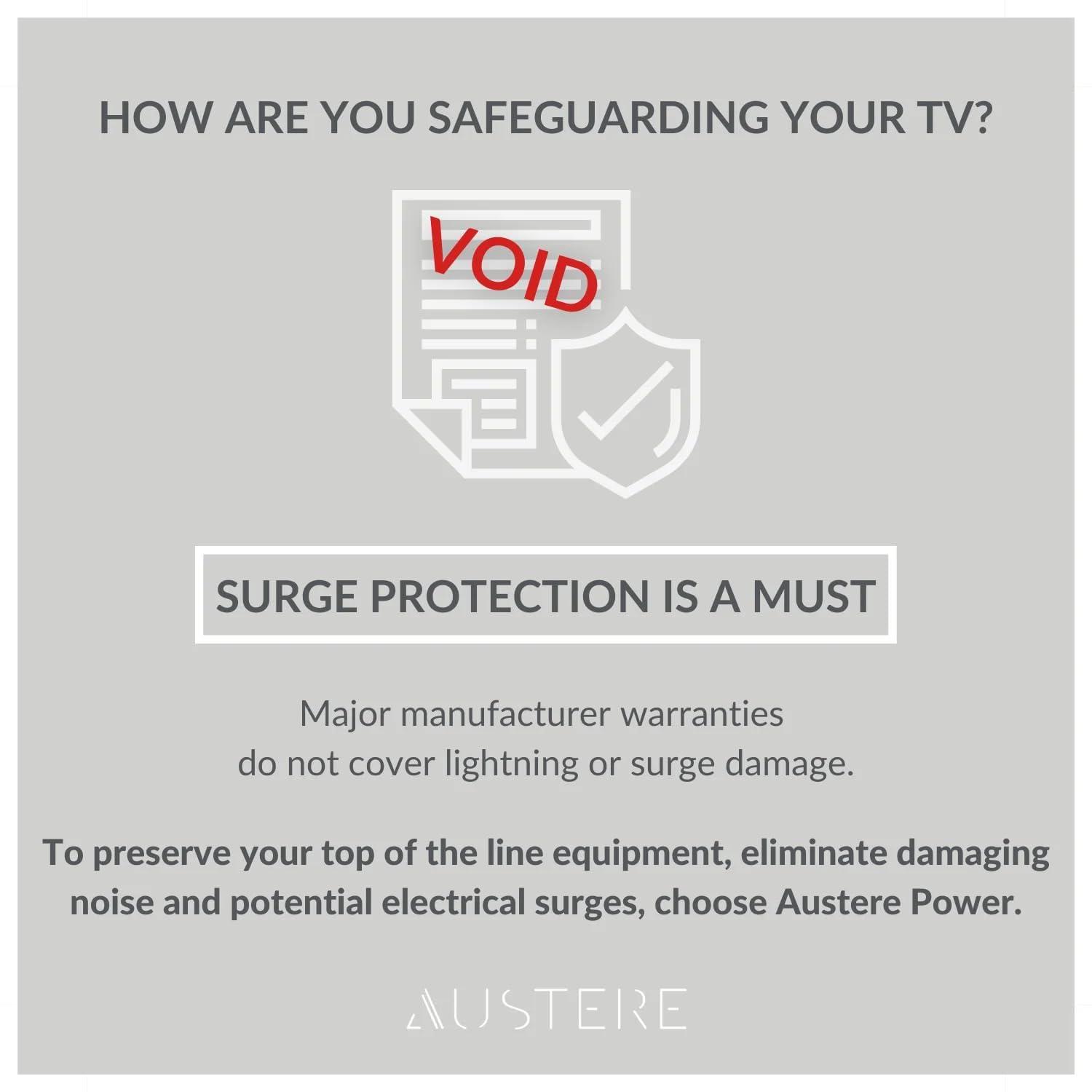 AUSTERE Austere III Series Outlet Extender Wall Charger, 4 Wide Outlets Surge Protector Power Strip, 1 USB C & 1 USB A 2.4 amp Ports | 2500 Joules Multi Plug, EMI/RFI Filtering, 4 Year Component Guarantee