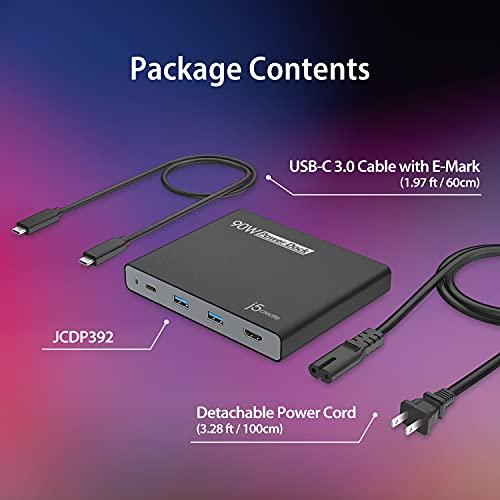 j5create j5create USB-C Travel Dock with PD 65W Power Supply - for Travel or Business Trip - Charging Adapter Hub with 4K HDMI, USB-A x 2 - for MacBook Air/Pro 13, Surface Pro, and USB-C Laptop (JCDP392)