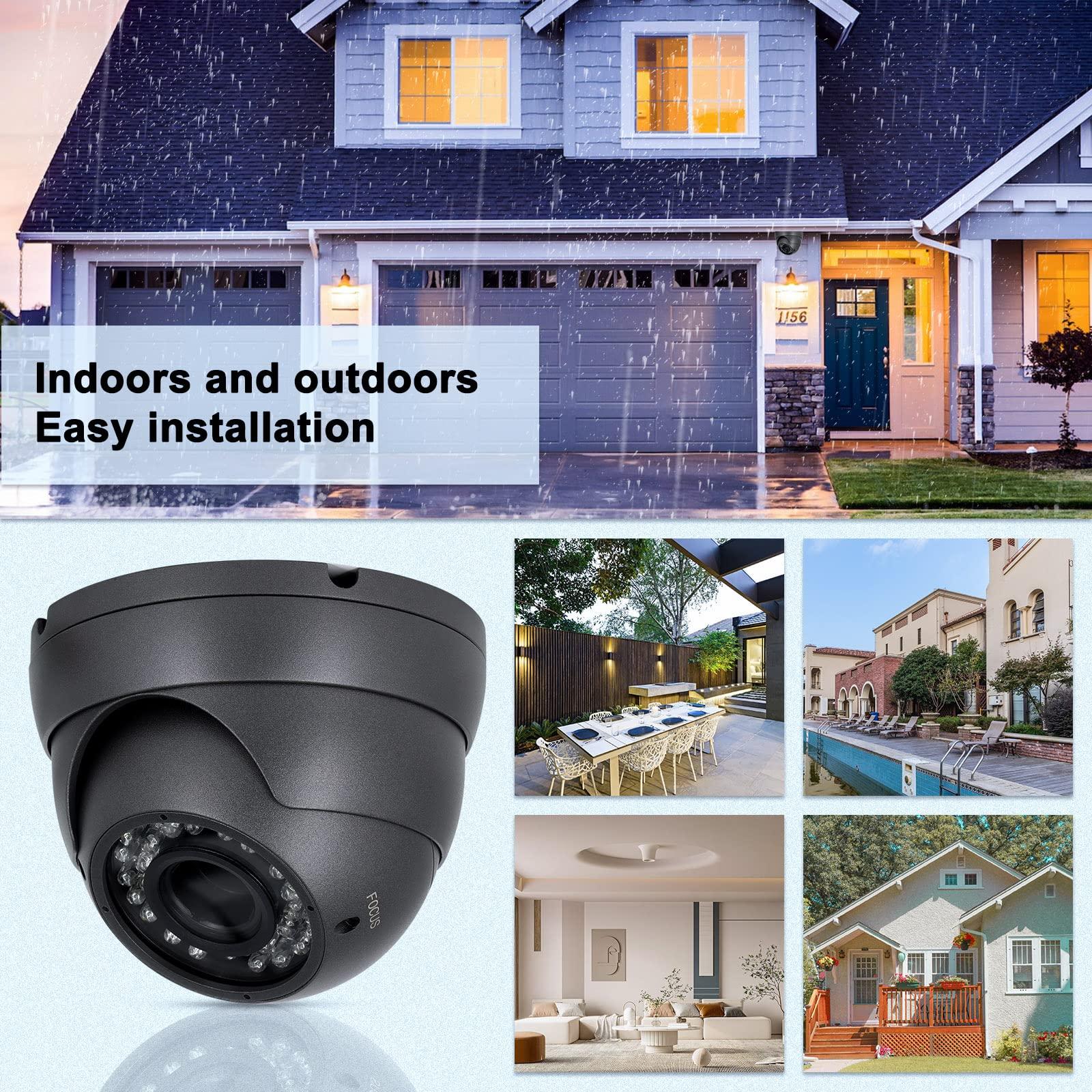 Anpviz Anpviz Analog CCTV Camera 1080P HD 4-in-1(TVI/AHD/CVI/960H CVBS), 4X Manual Focus/Zoom Analog Camera 2.8-12mm Varifocal Lens, 36 IR-LEDs Dome Turret Security Camera for Business/Home/Store