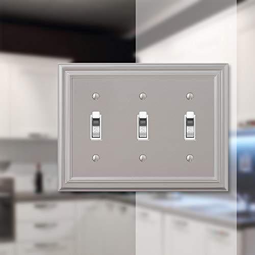 AMERELLE Amerelle Continental Triple Toggle Cast Metal Wallplate in Satin Nickel