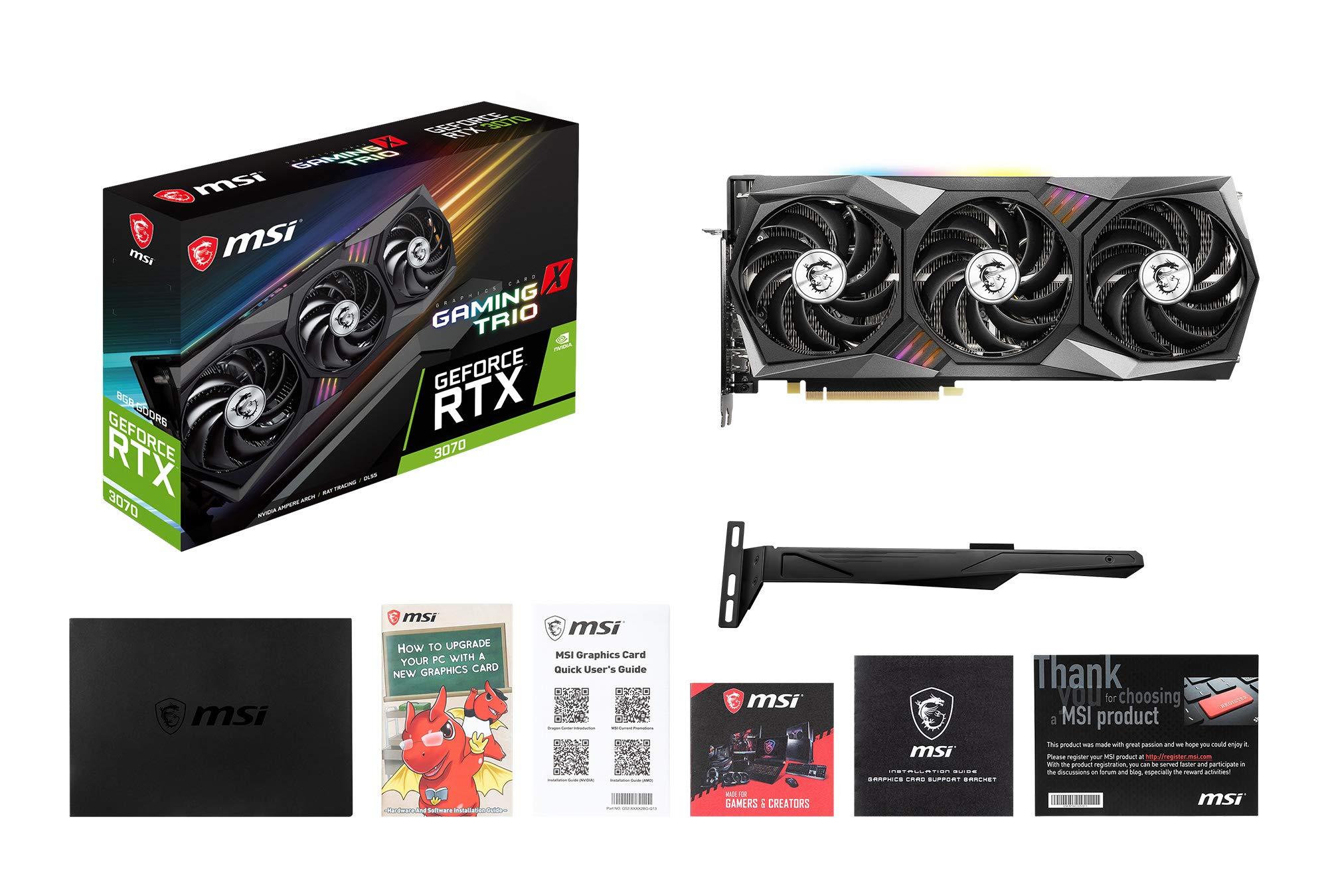 MSI MSI Gaming GeForce RTX 3070 8GB GDRR6 256-Bit HDMI/DP Tri-Frozr 2 TORX Fan 4.0 Ampere Architecture RGB OC Graphics Card (RTX 3070 Gaming X Trio)