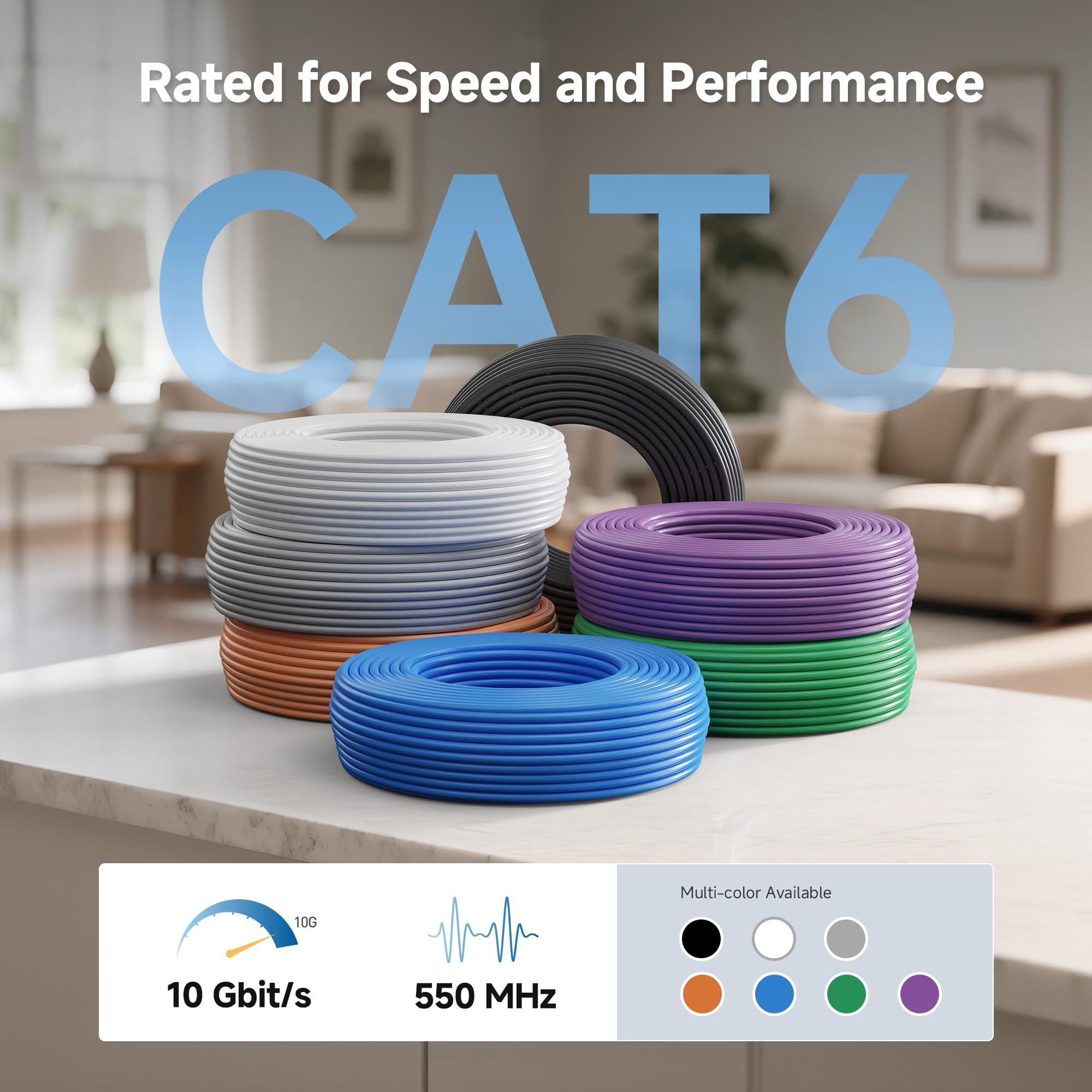 Cable Matters Cable Matters [UL Listed] 10Gbps in-Wall (CM) Rated 23AWG Bare Copper Cat 6 Cable - 500ft, Solid, UTP Cat6 Bulk Ethernet Cable, Cat6 Ethernet Cord, Blue