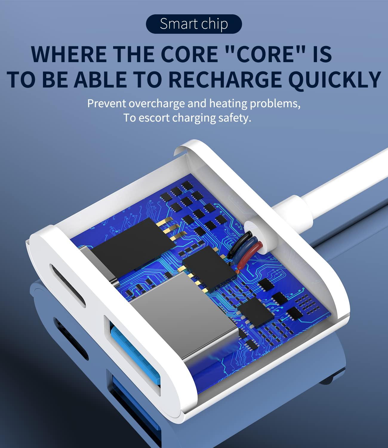 HOYULLI Otg Adapter Lightning Male to Usb Female and Charger Cable for Iphone 13 11 12 Mini Max Pro Xs Xr X 7 8plus Ipad Air A Camera Memory Connector Stick Flash Drive Cord Cable Converter Charging Splitter