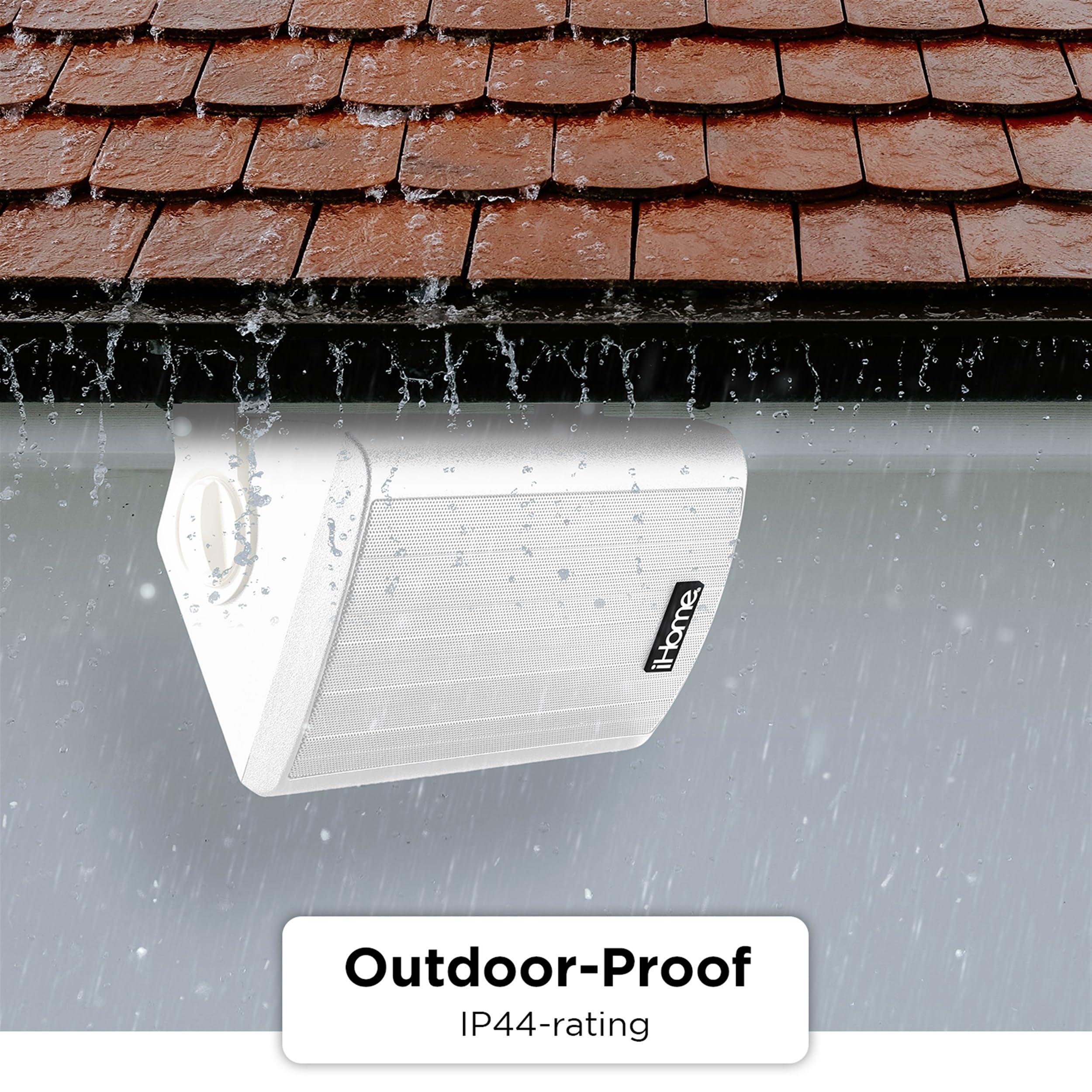 iHome iHome IHSI-W400BT-PR-WHT Bluetooth 4\" 100W Weatherproof Speakers, Indoor/Outdoor, Wall/Ceiling Mount, Surround Sound, Pair - Suitable for Home Parties