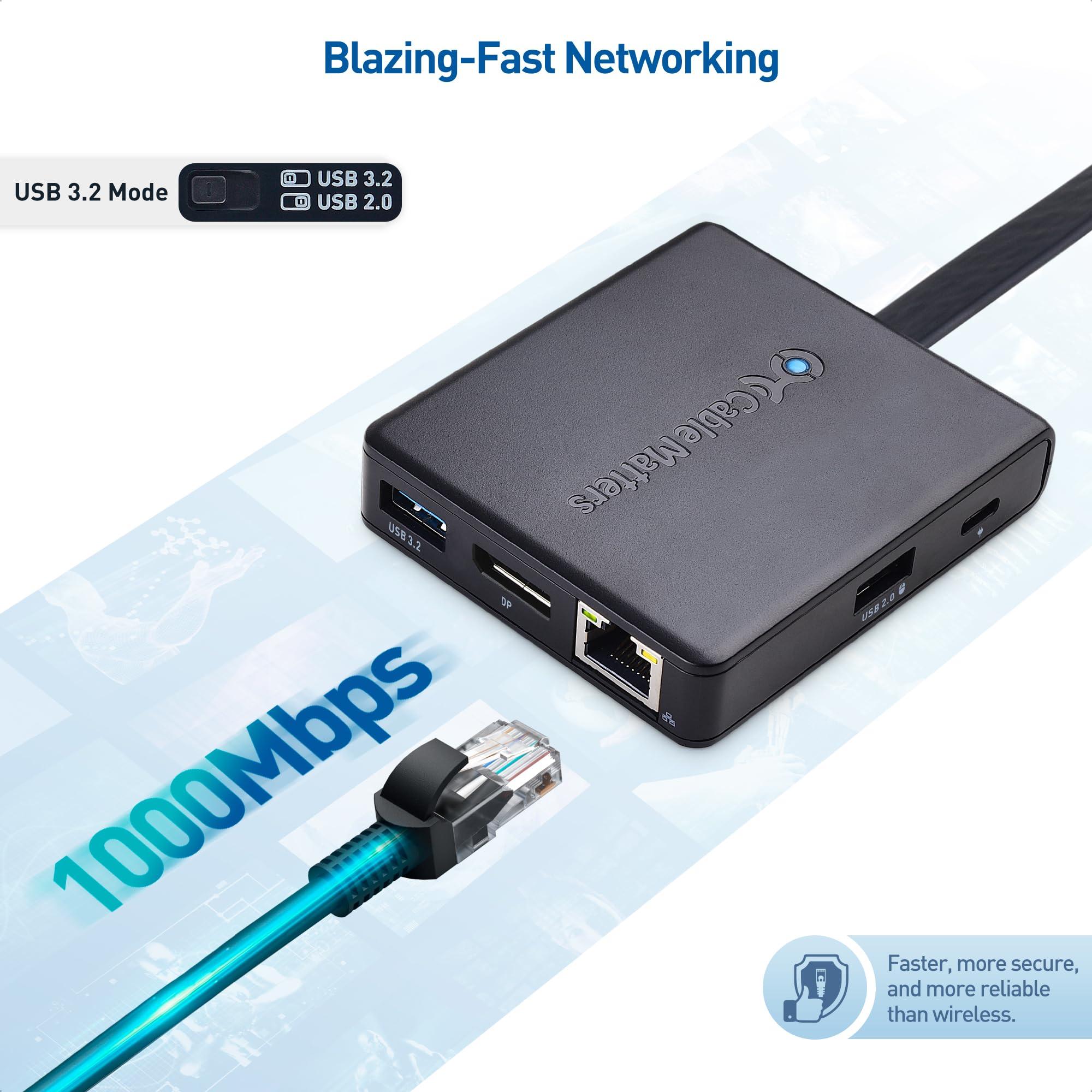 Cable Matters Cable Matters 8-in-1 USB C Hub DisplayPort 1.4, USB C Dock 8K@60Hz / 4K@240Hz DisplayPort, Gigabit Ethernet, USB 3.2 Port & VESA Certified DisplayPort 2.1 Cable 2m/6.6ft, Support 40Gbps DP40 in Black